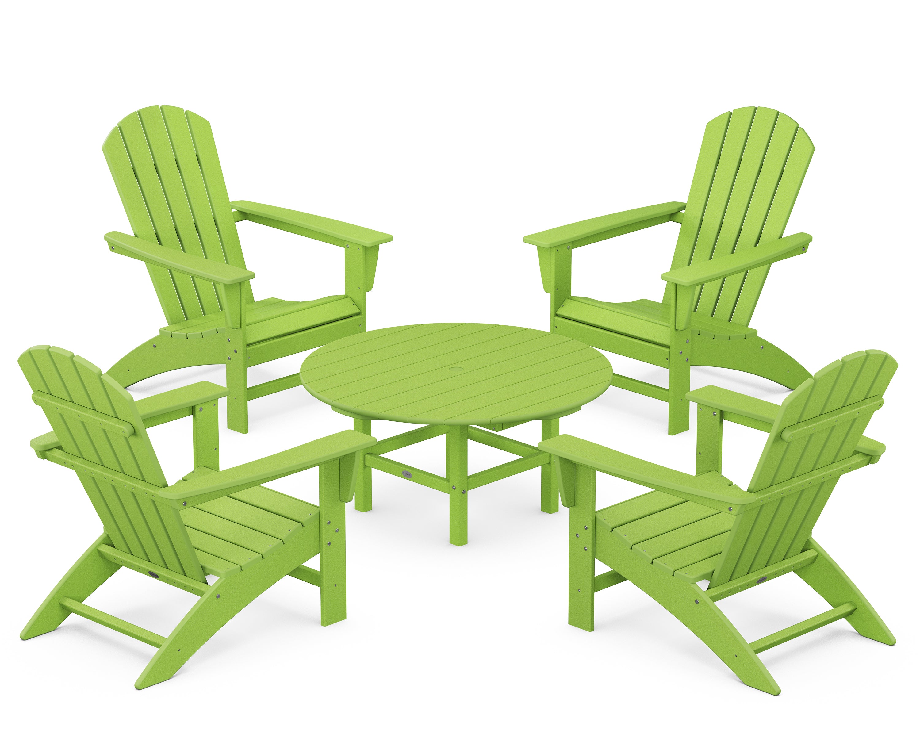 POLYWOOD Nautical 5-Piece Adirondack Chair Conversation Set in Lime