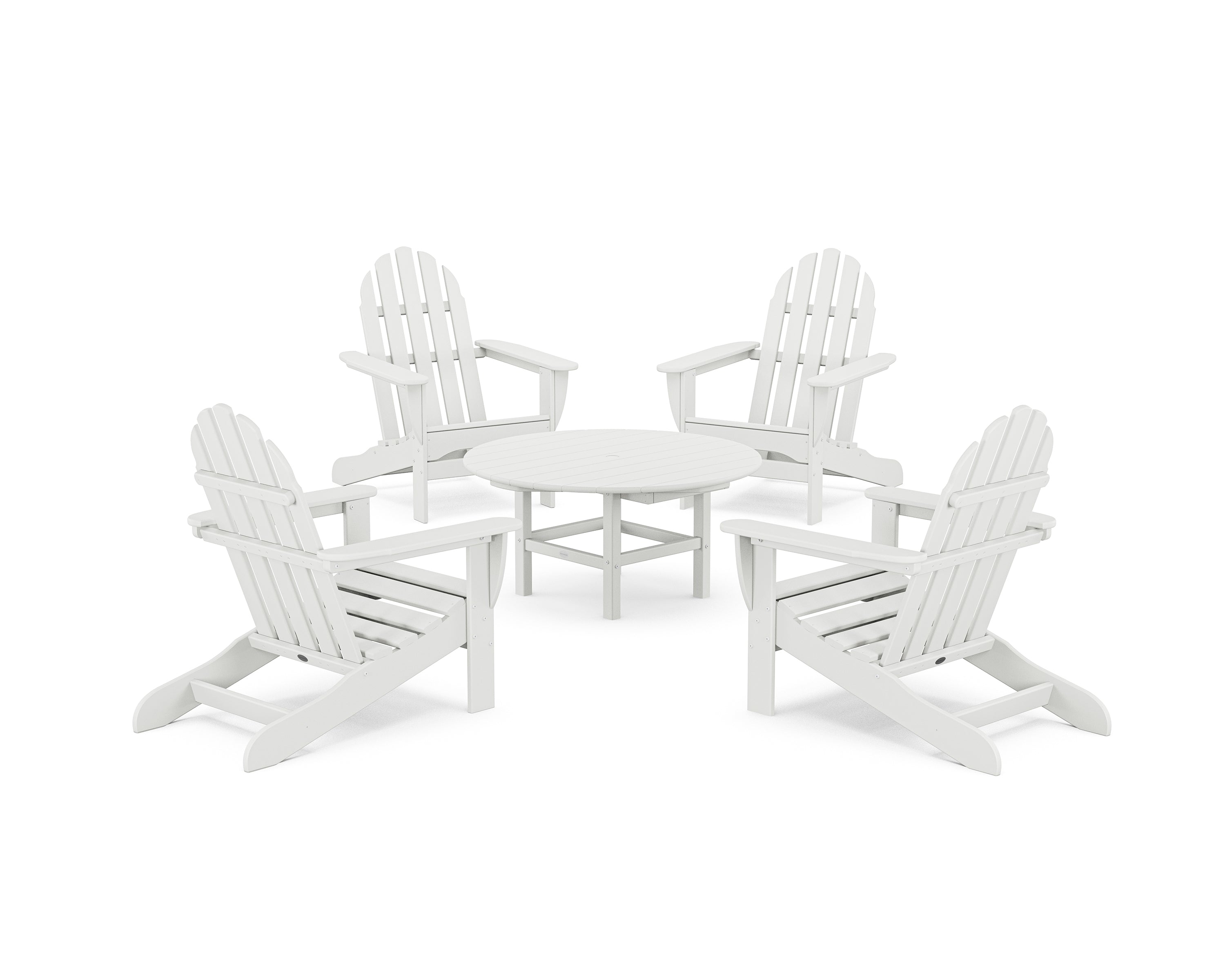 POLYWOOD® Classic Adirondack 5-Piece Conversation Set in White