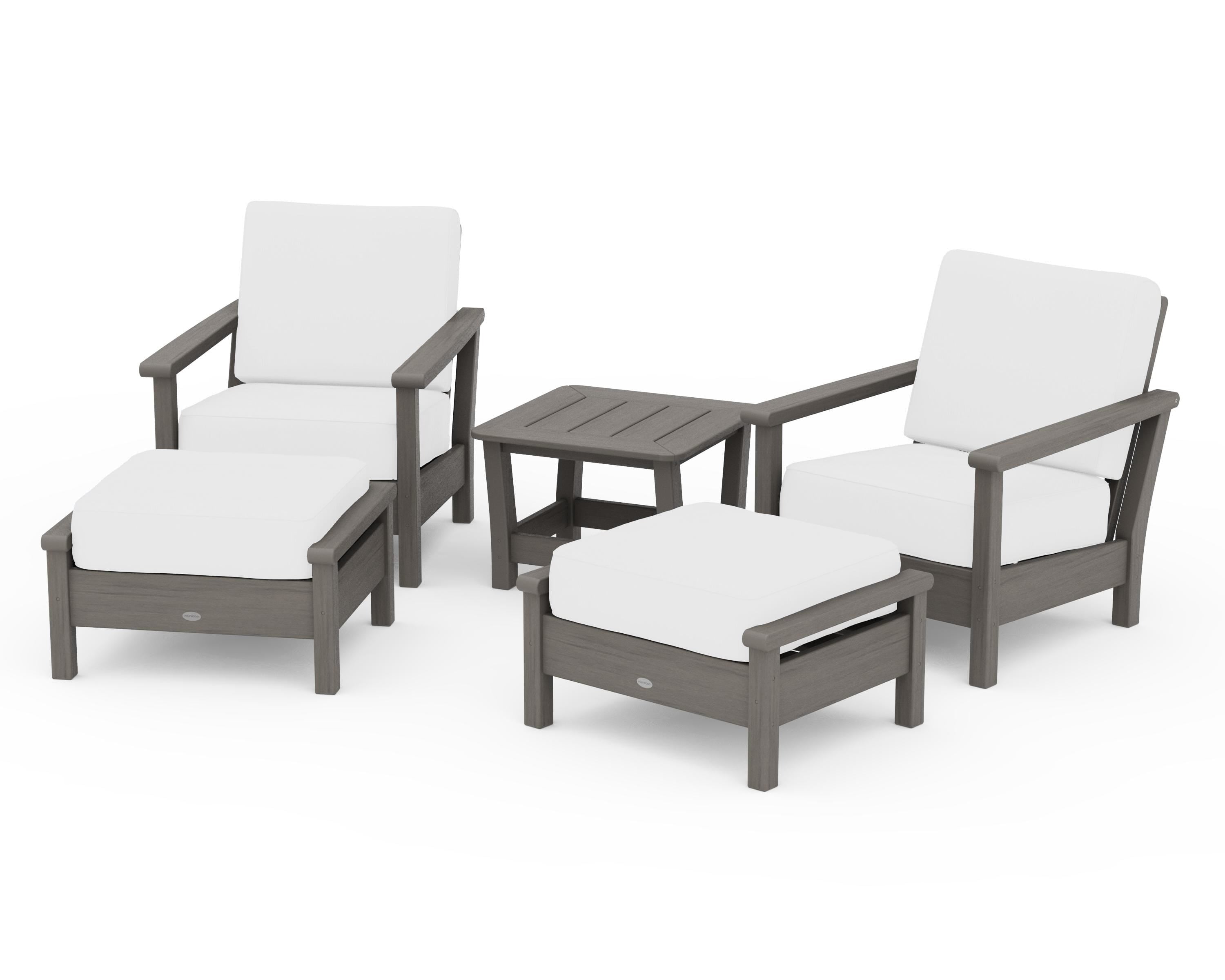 POLYWOOD Harbour 5-Piece Deep Seating Chair Set in Driftwood / Natural