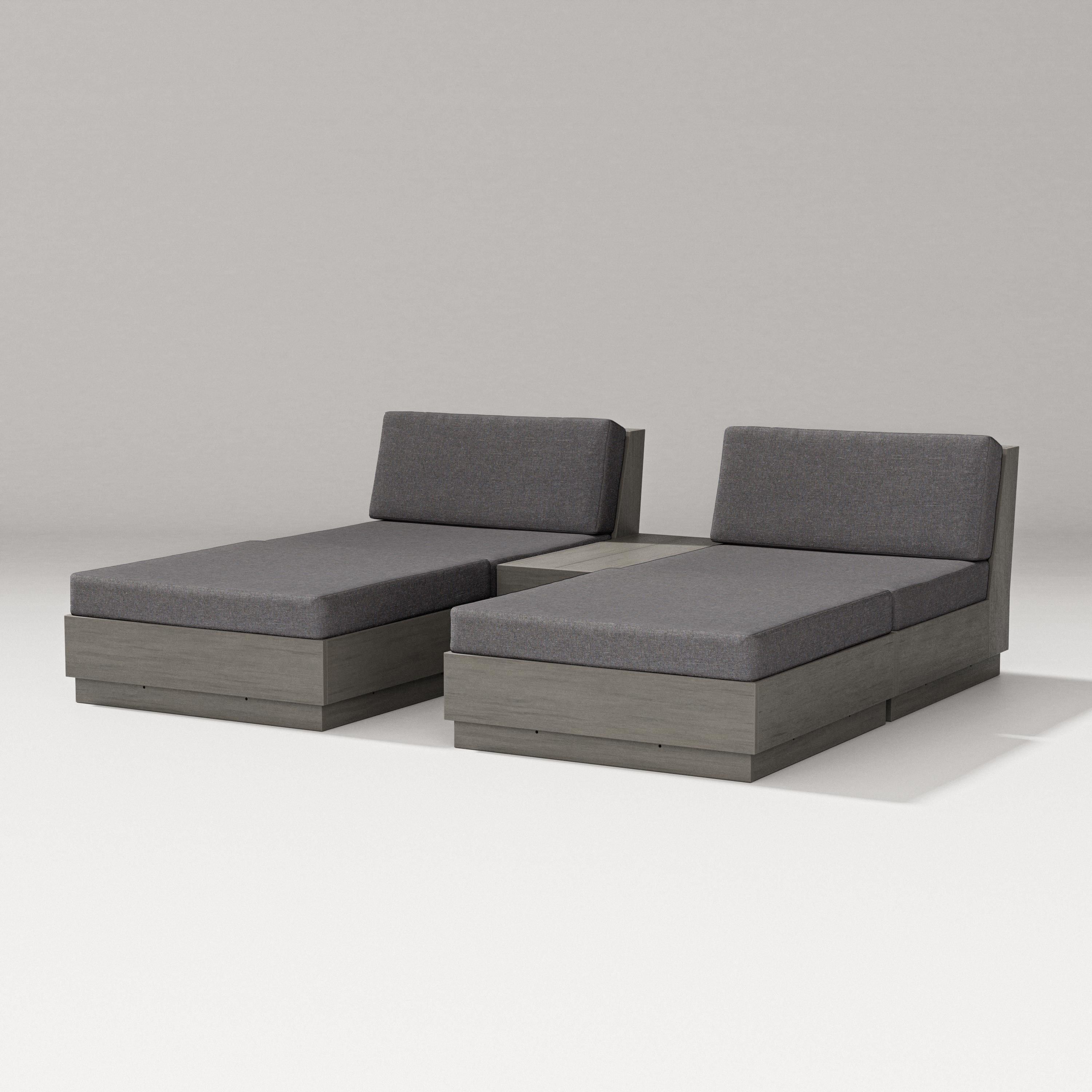 PW Designer Series Elevate Double Chaise Set in Driftwood / Ash Charcoal