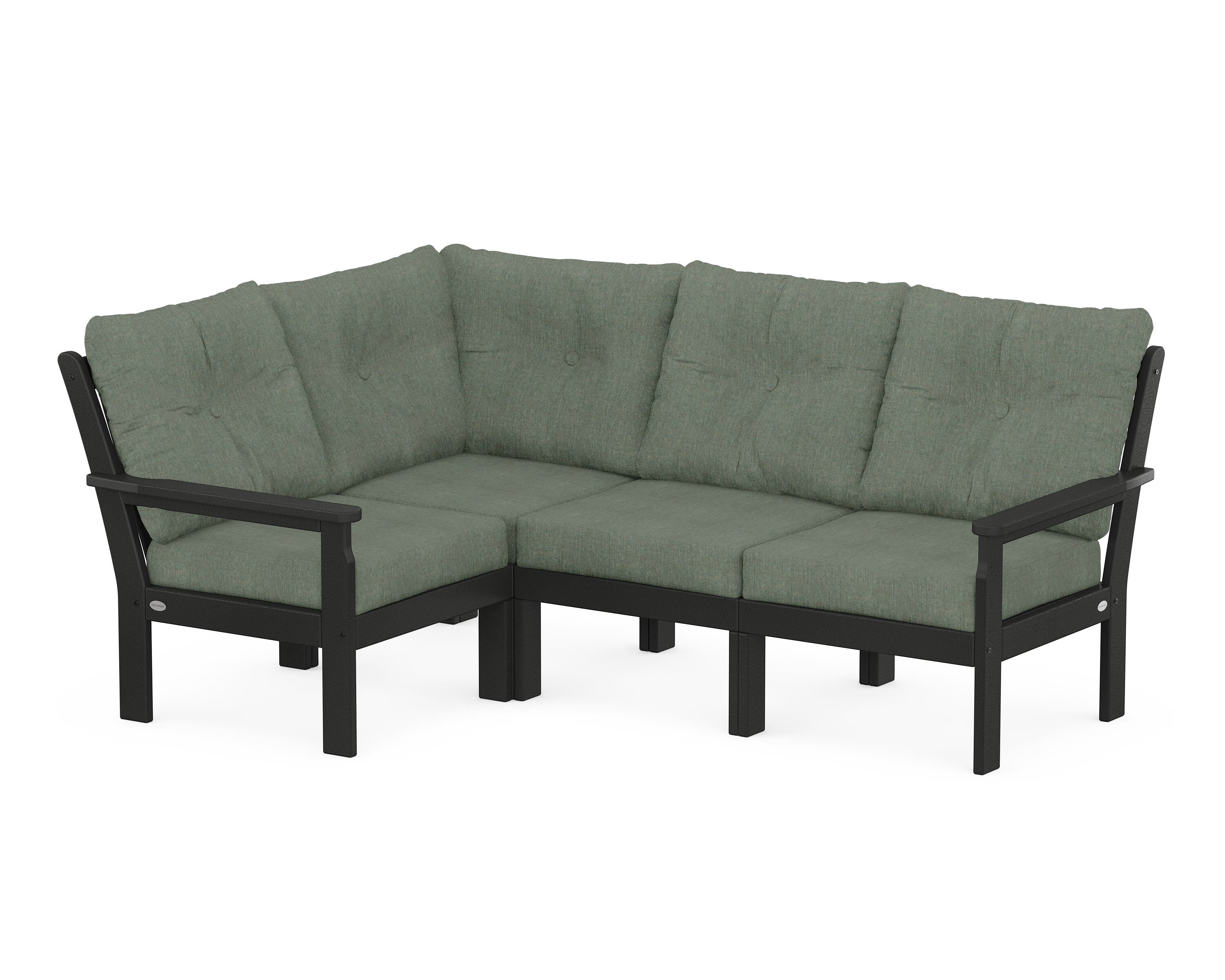 POLYWOOD Vineyard 4-Piece Sectional in Black / Cast Sage