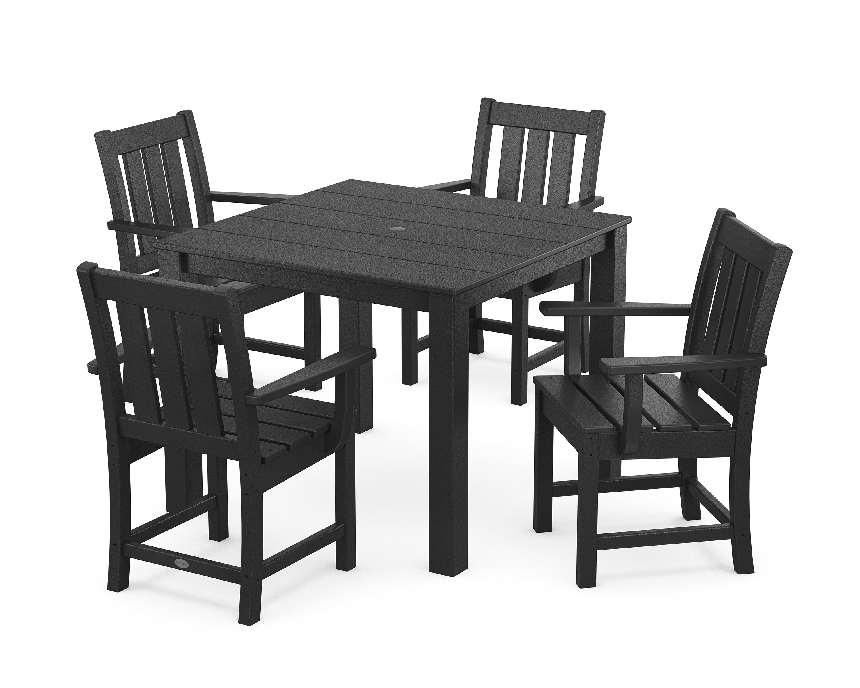 POLYWOOD Oxford 5-Piece Parsons Dining Set in Black