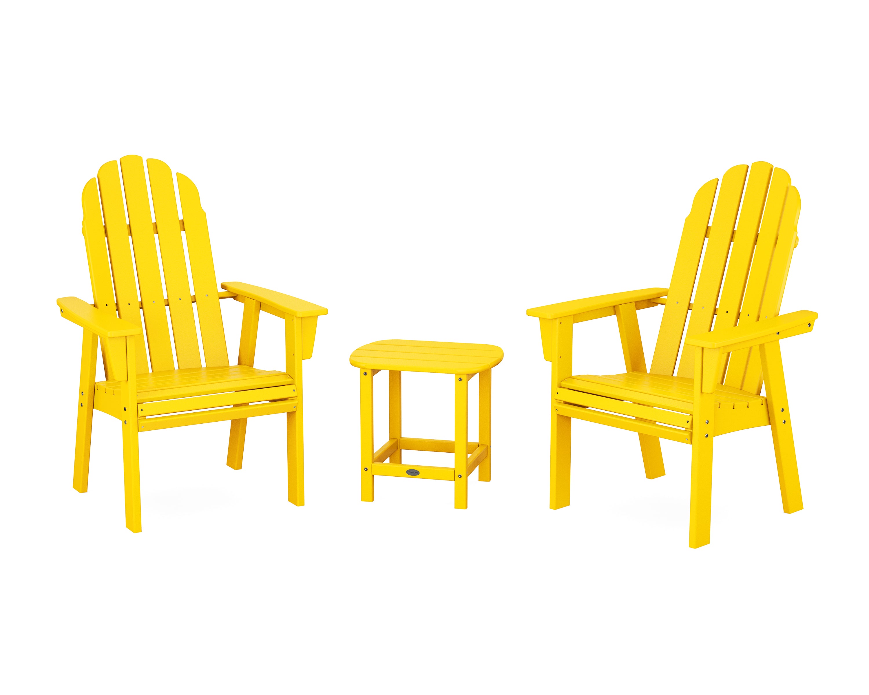 POLYWOOD Vineyard 3-Piece Curveback Upright Adirondack Chair Set in Lemon