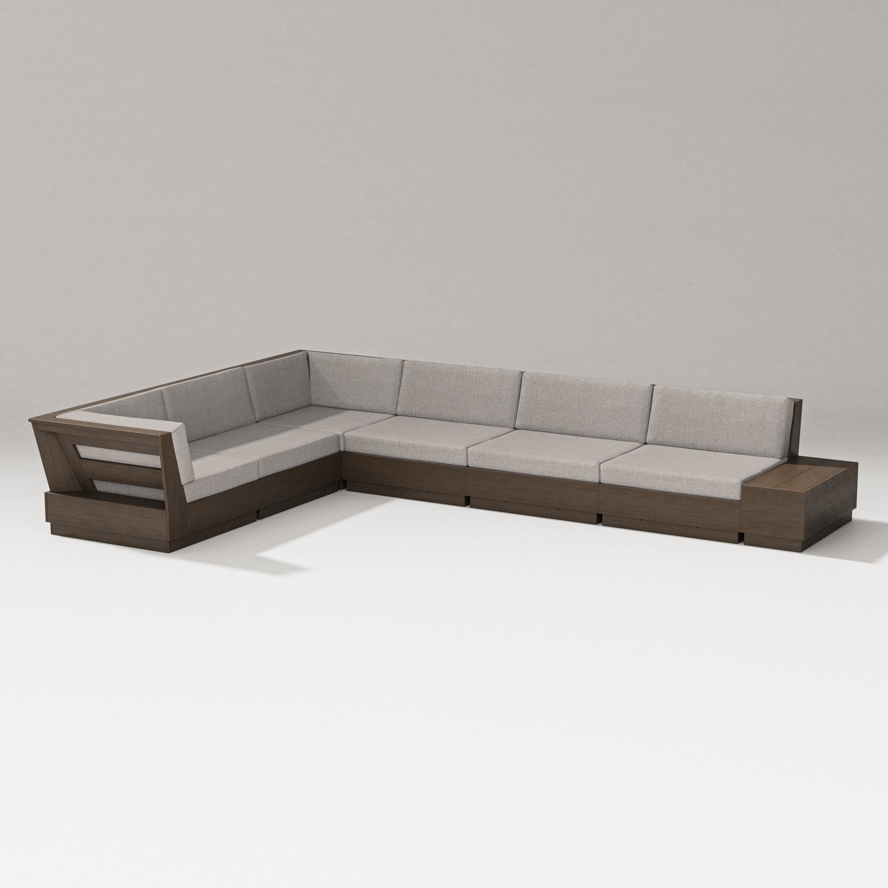 PW Designer Series Elevate 7-Piece Corner Sectional in Kona / Weathered Tweed