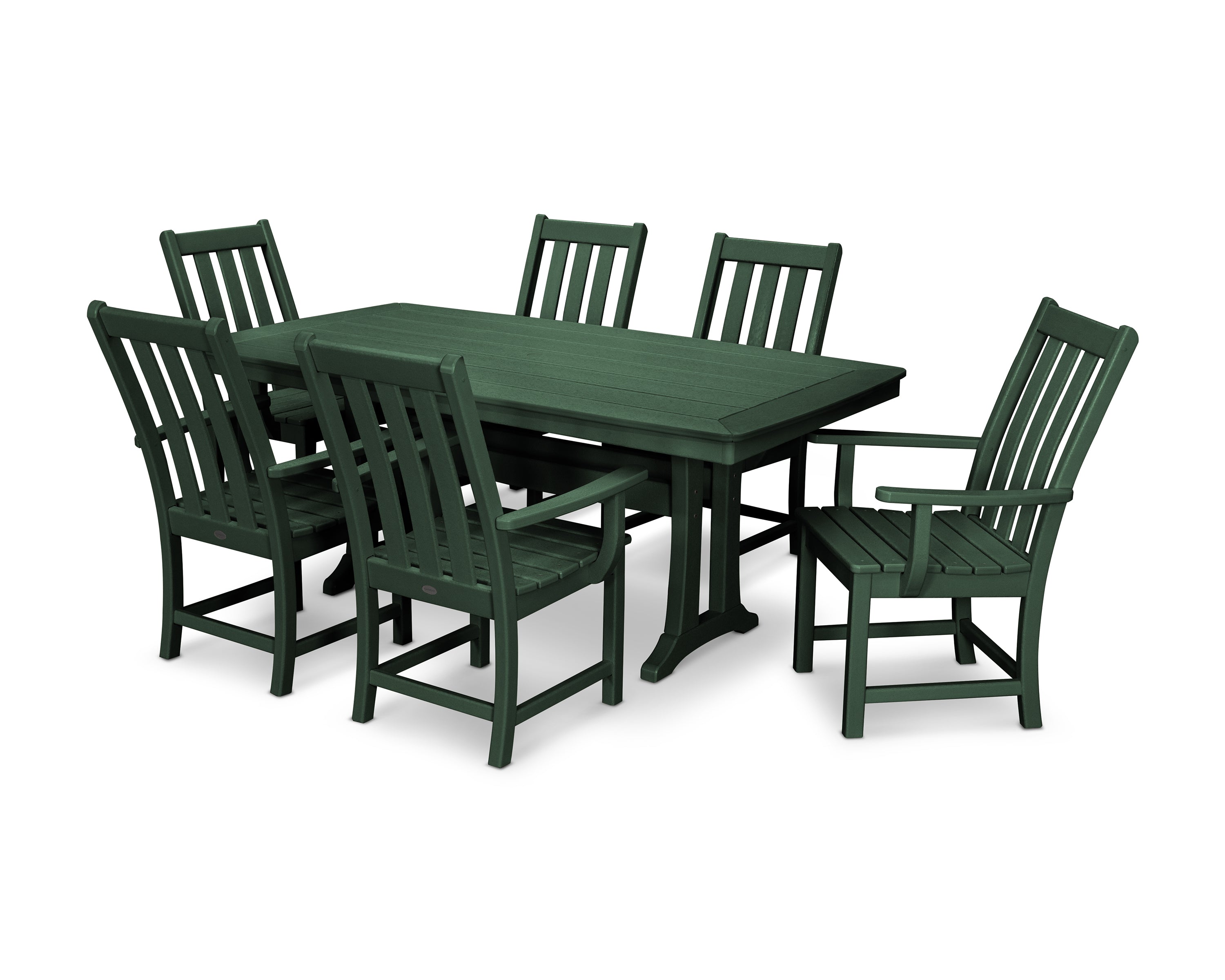POLYWOOD Vineyard 7-Piece Arm Chair Dining Set in Green
