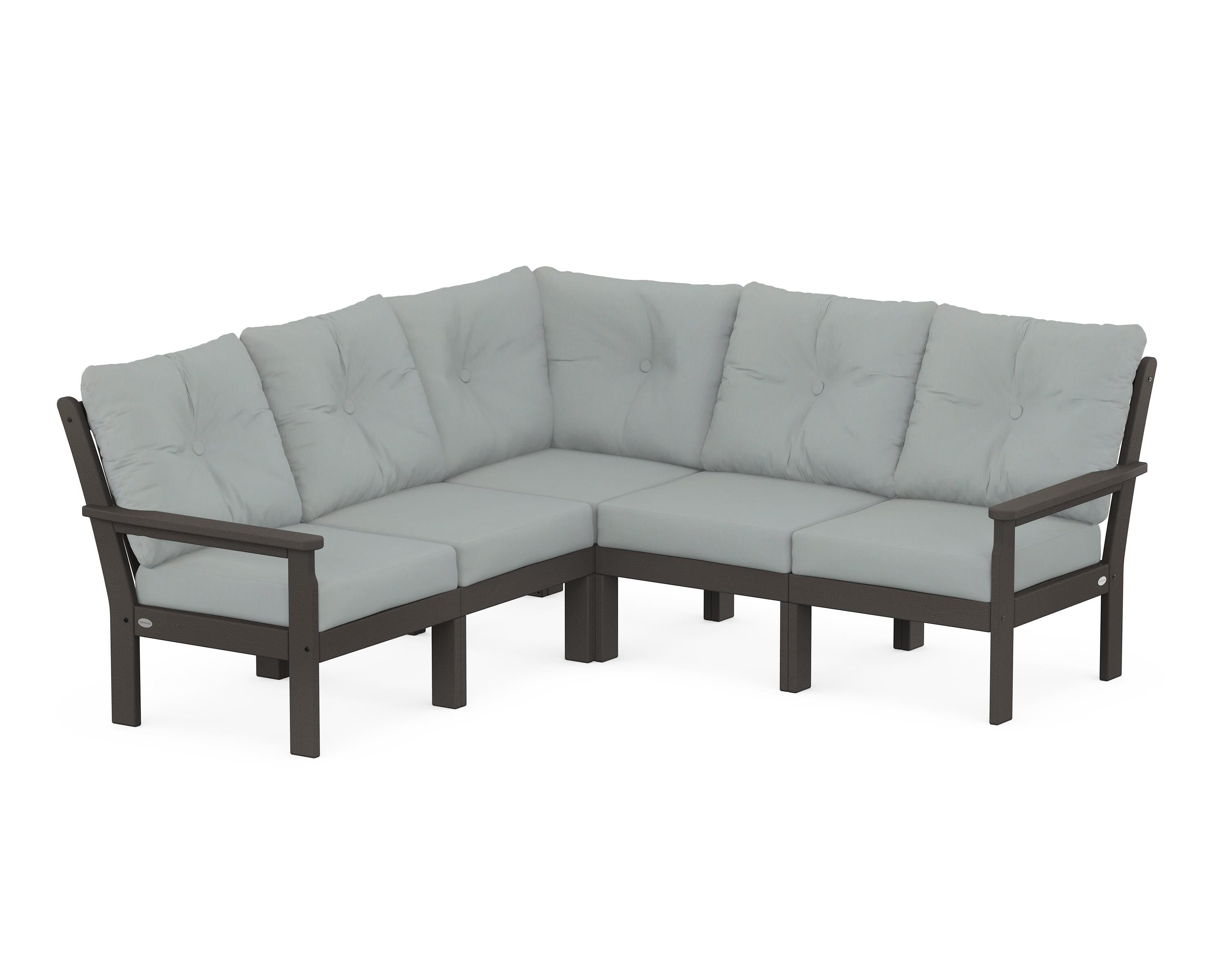 POLYWOOD Vineyard 5-Piece Sectional in Vintage Coffee / Spa