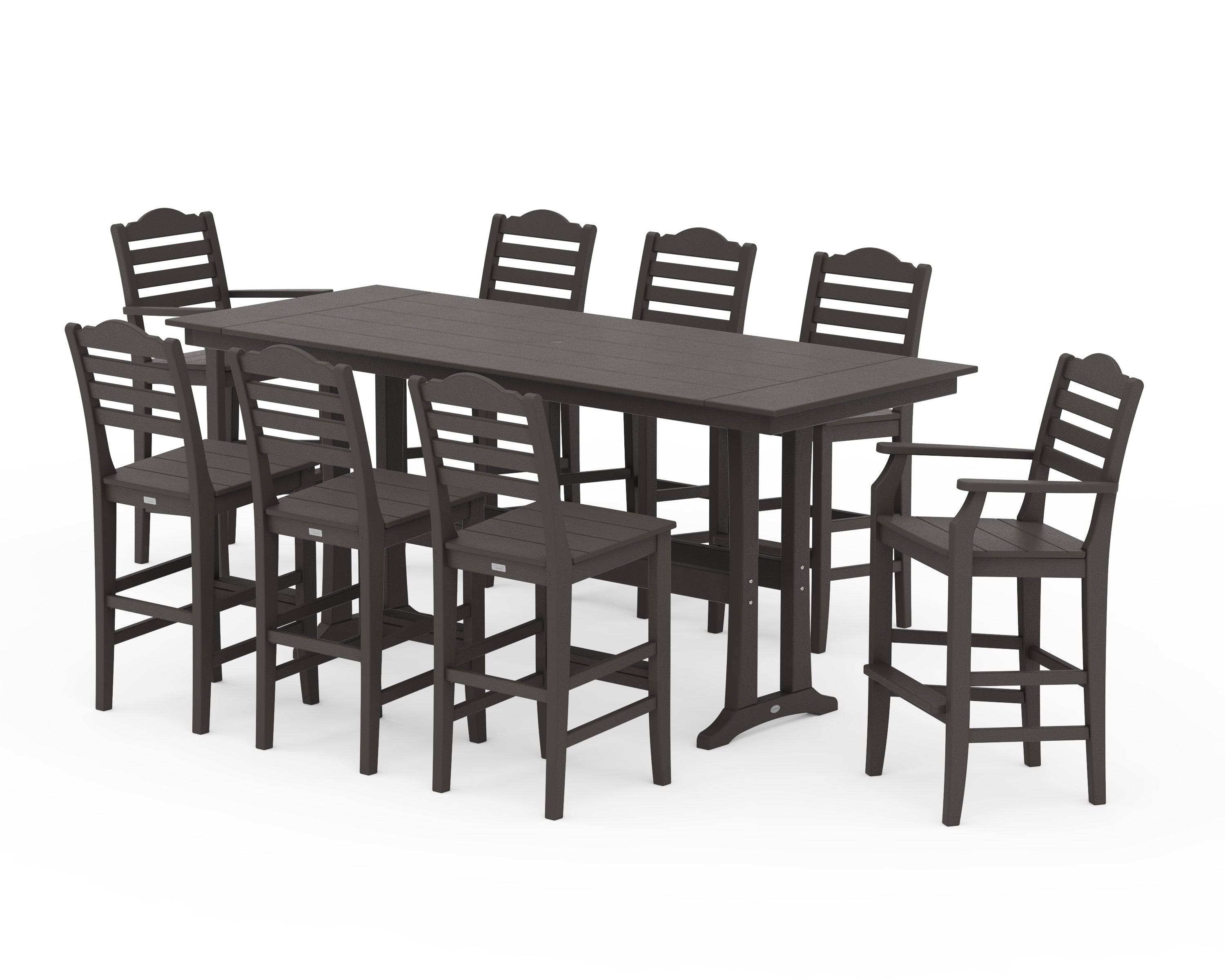 Draper James™ by POLYWOOD Savannah 9-Piece Farmhouse Bar Set with Trestle Legs in Vintage Coffee