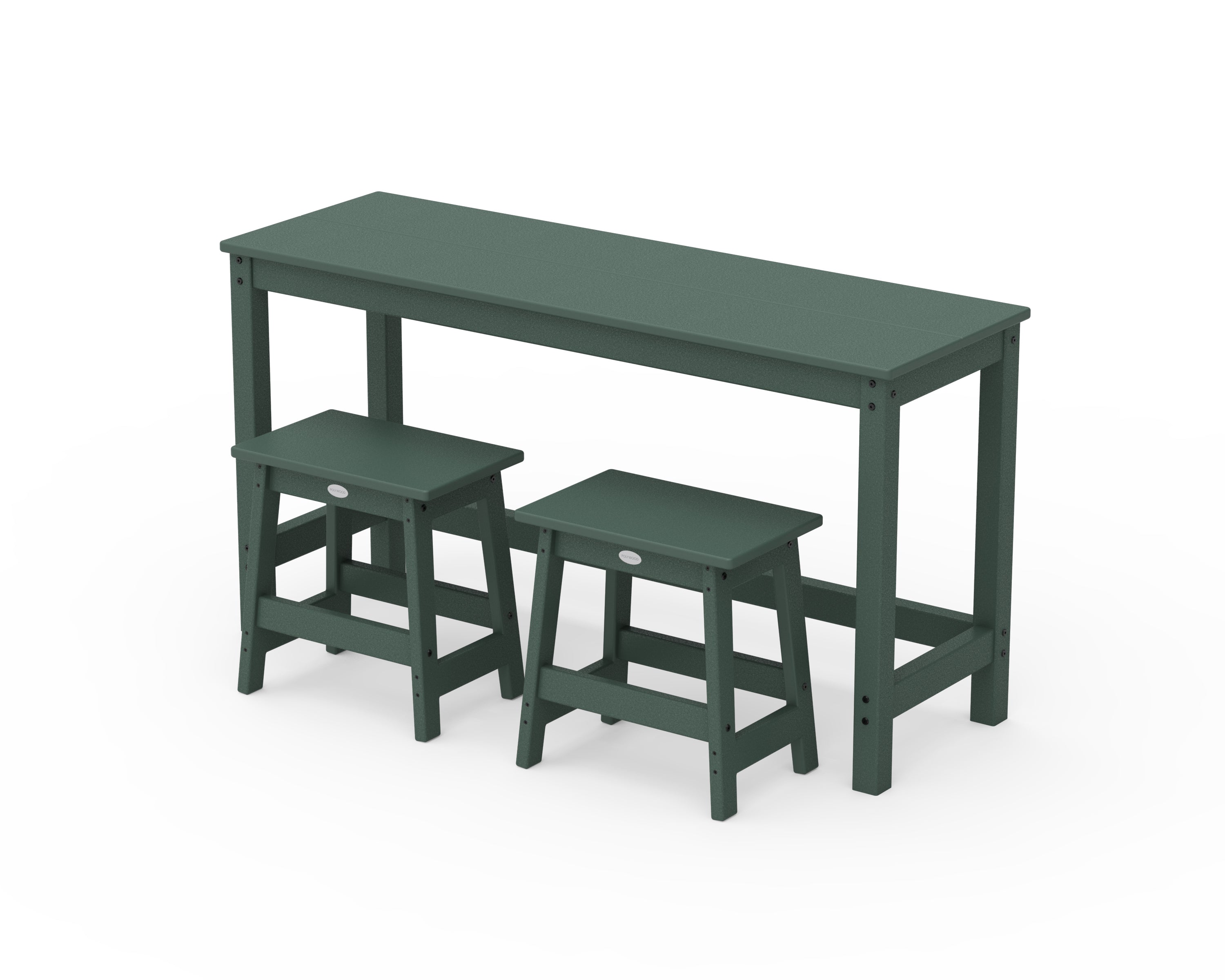 POLYWOOD Modern Studio Stool 3-Piece Balcony Set in Green