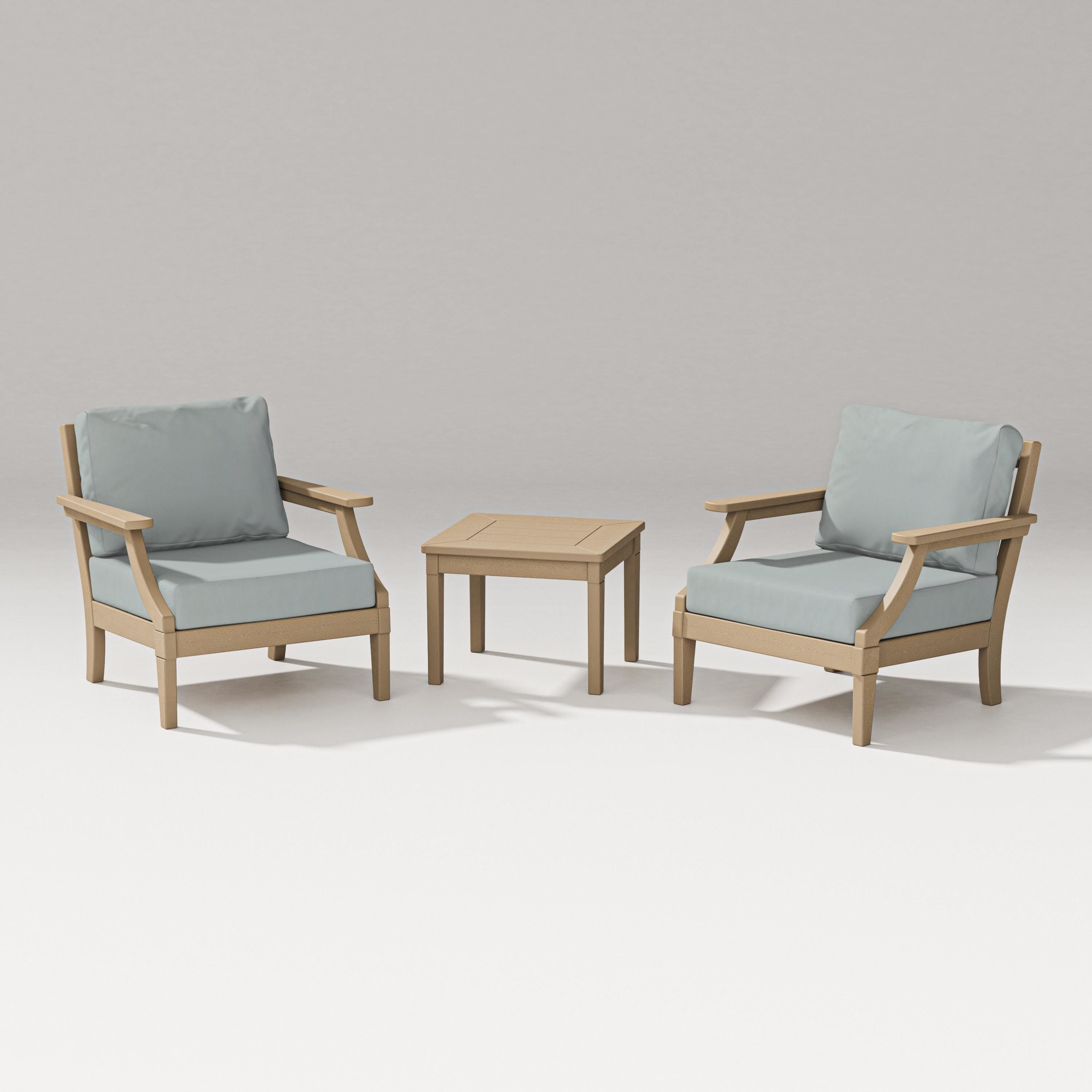 PW Designer Series Estate 3-Piece Lounge Chair Set in Vintage Sahara / Spa