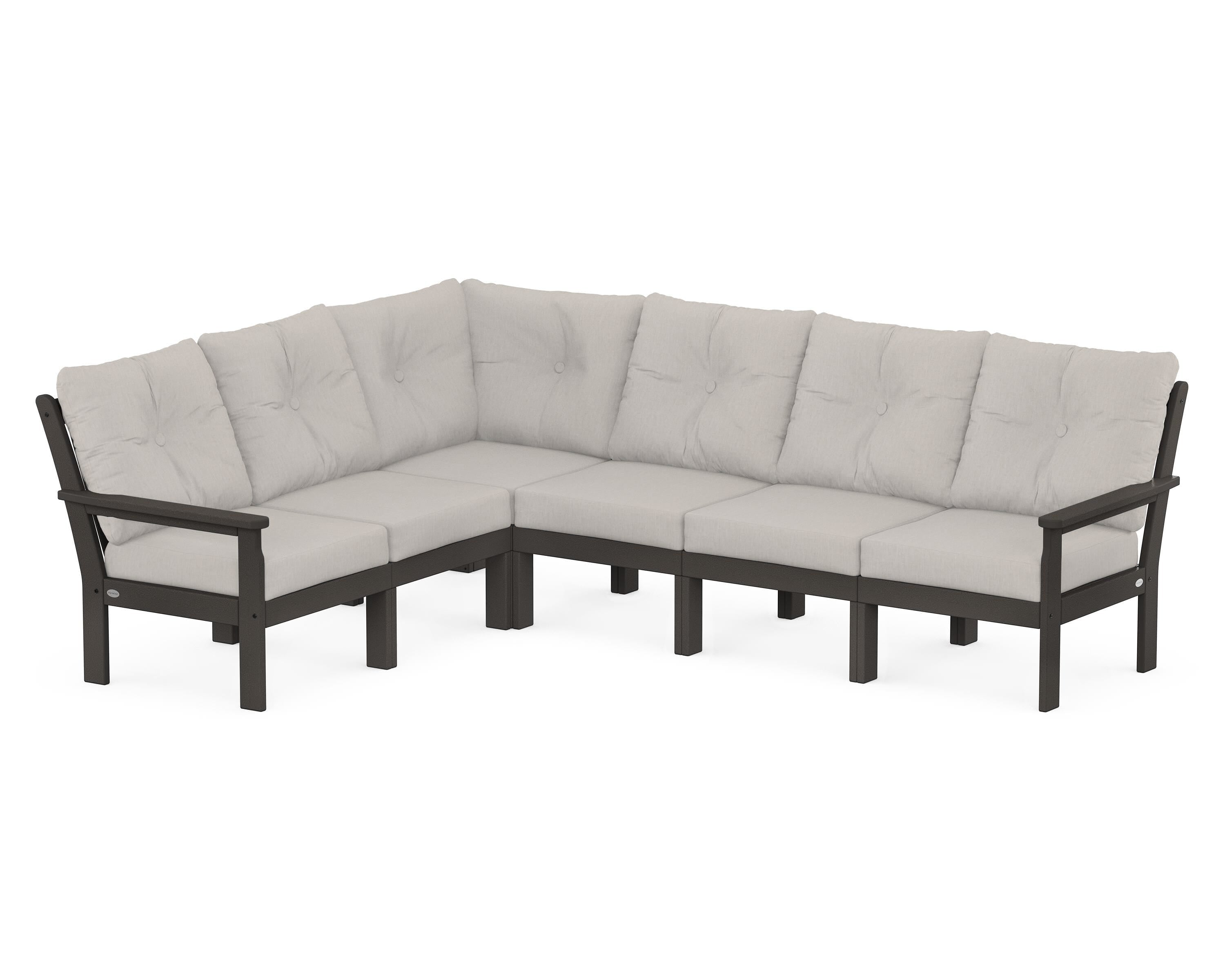 POLYWOOD Vineyard 6-Piece Sectional in Vintage Coffee / Cast Ash