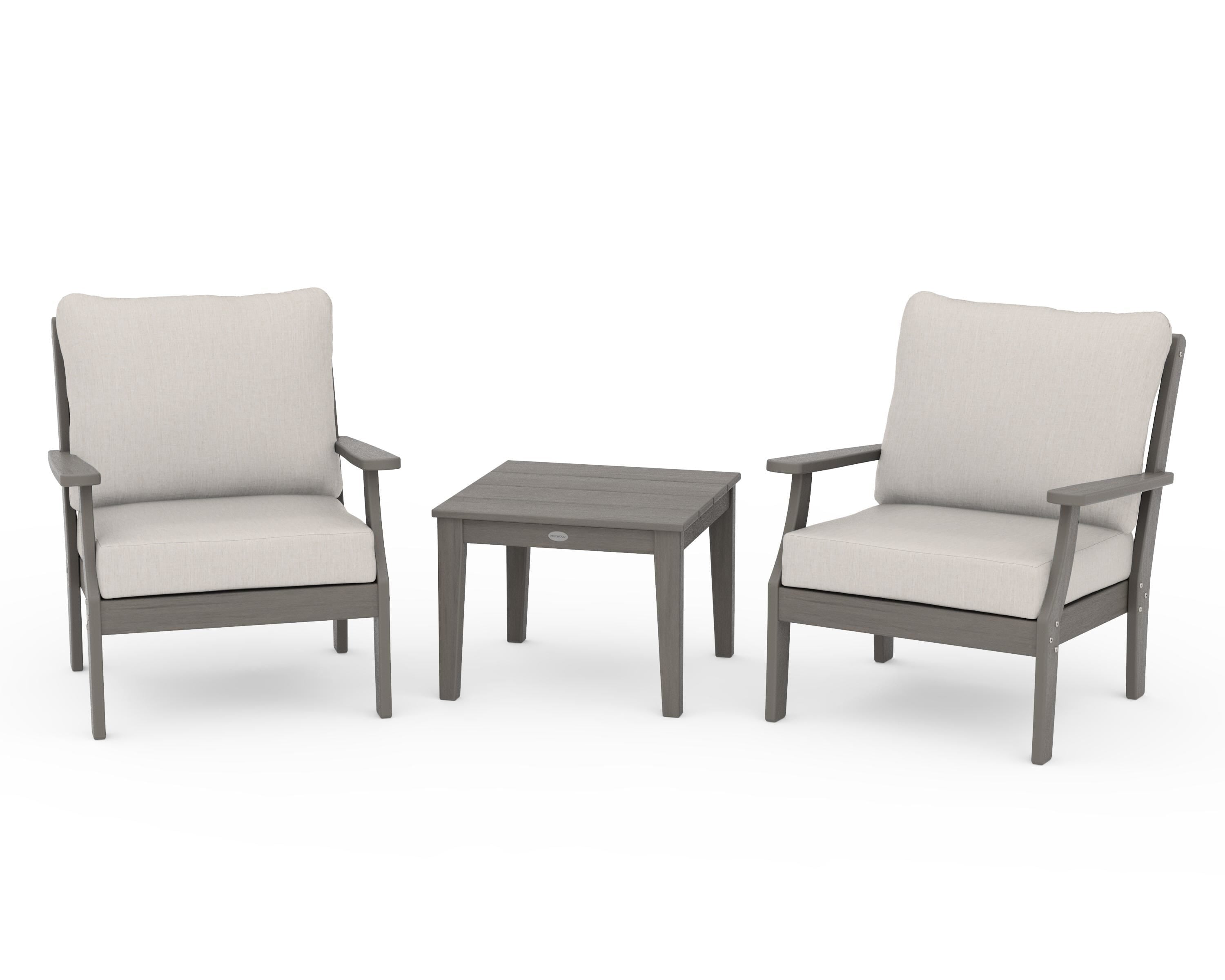 POLYWOOD Braxton 3-Piece Deep Seating Set in Driftwood / Cast Ash