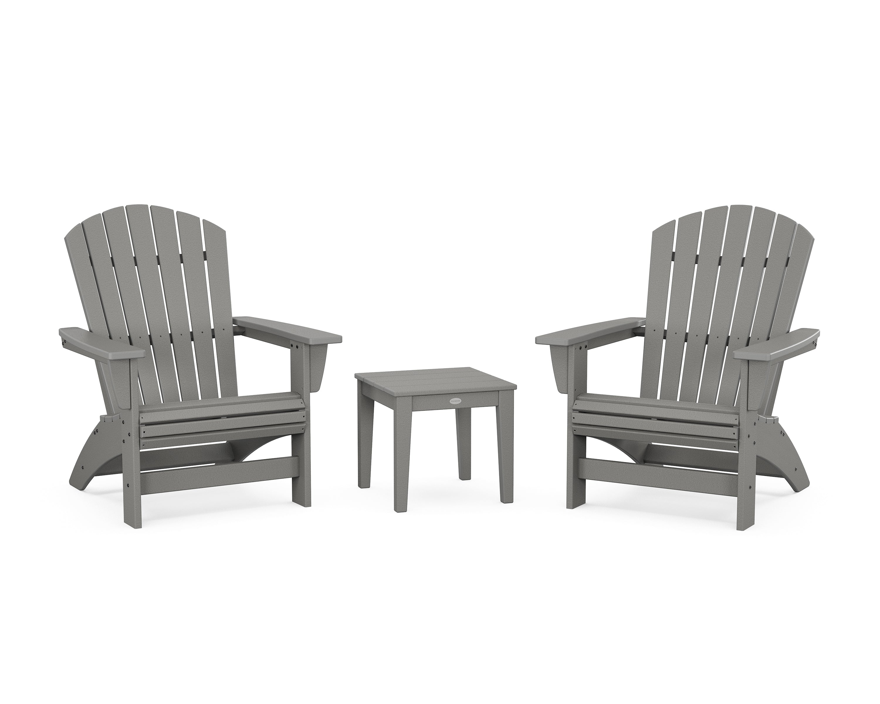 POLYWOOD 3-Piece Nautical Grand Adirondack Set in Slate Grey