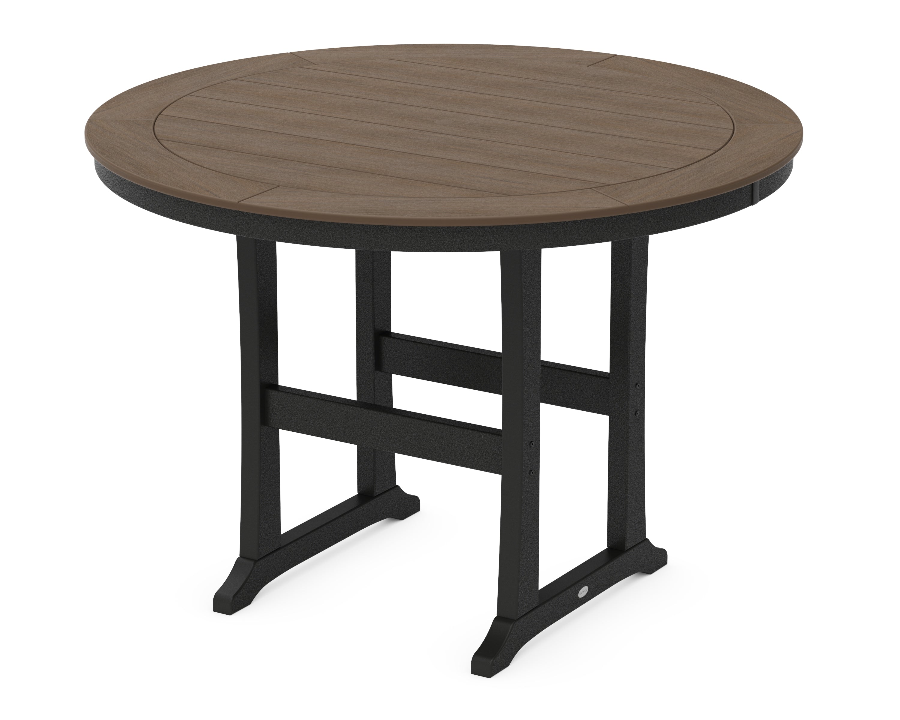 POLYWOOD Nautical Trestle 60” Round Bar Table in Black / Kona