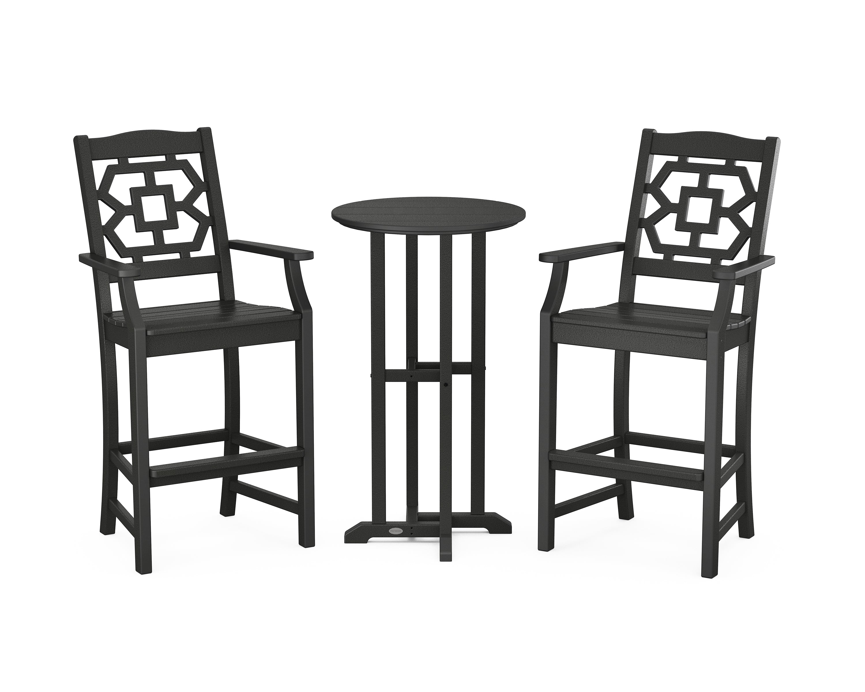 Martha Stewart by POLYWOOD Chinoiserie 3-Piece Farmhouse Bar Set in Black