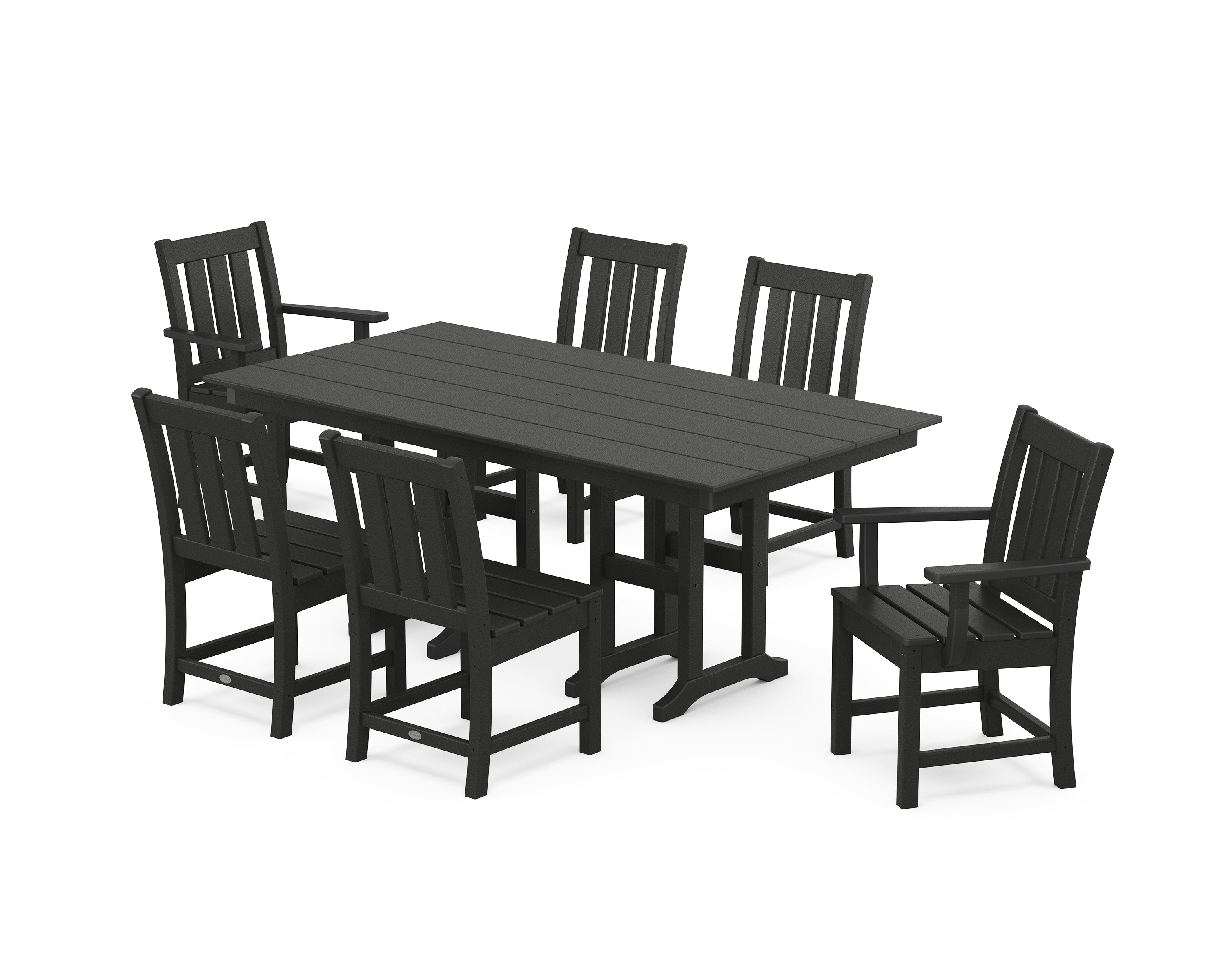 POLYWOOD Oxford 7-Piece Farmhouse Dining Set in Black