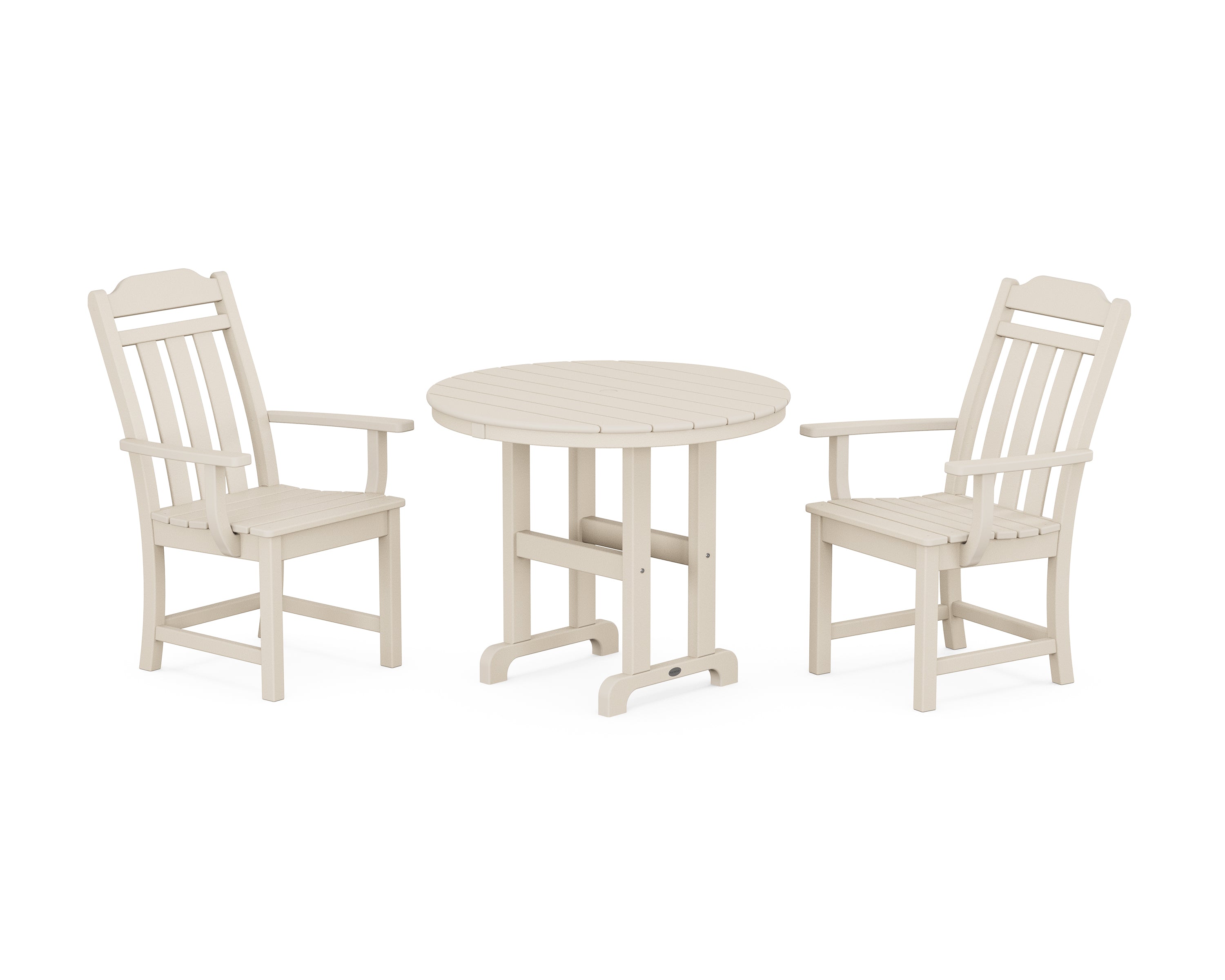 Polywood Country Living 3-Piece Farmhouse Dining Set in Sand