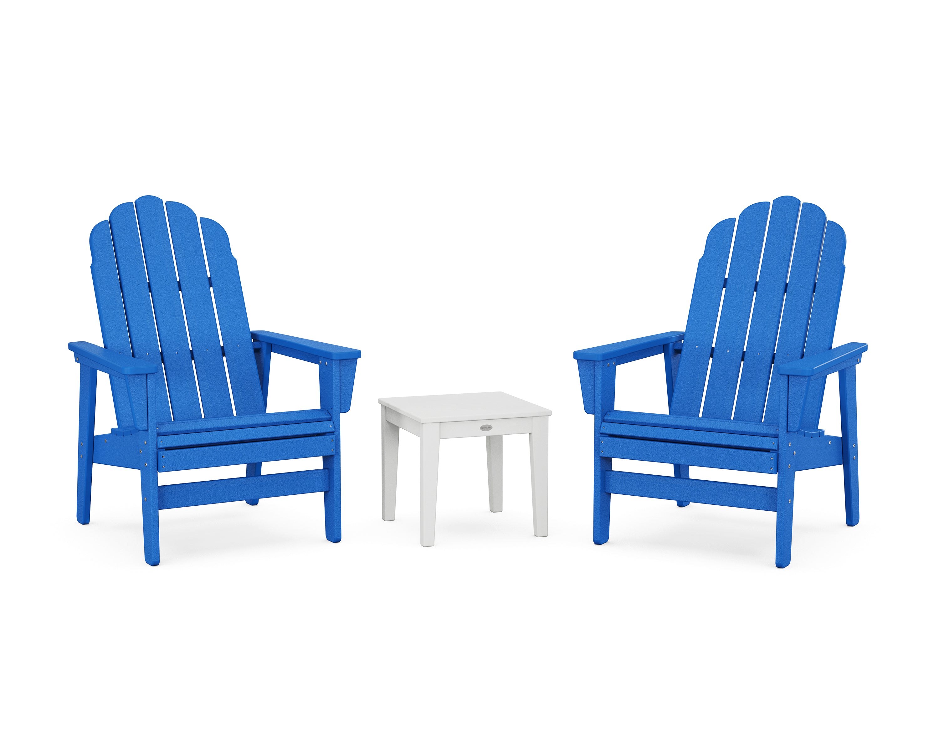 POLYWOOD 3-Piece Vineyard Grand Upright Adirondack Set in Pacific Blue / White