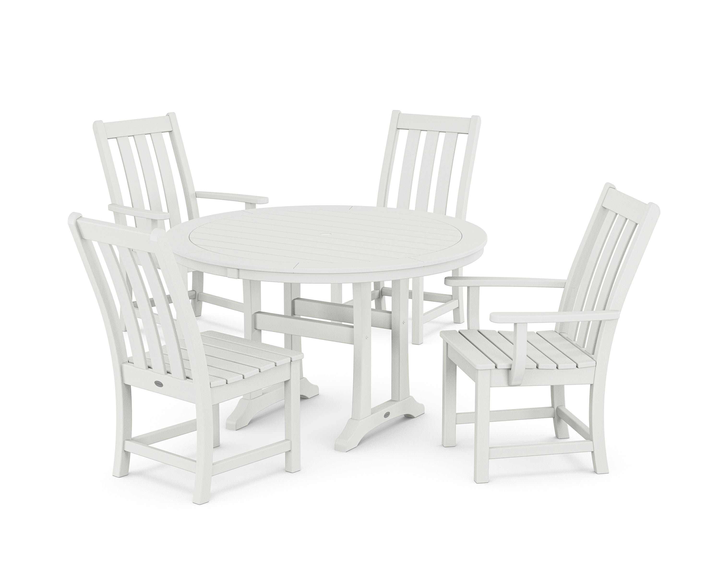 POLYWOOD® Vineyard 5-Piece Nautical Trestle Dining Set in Vintage White