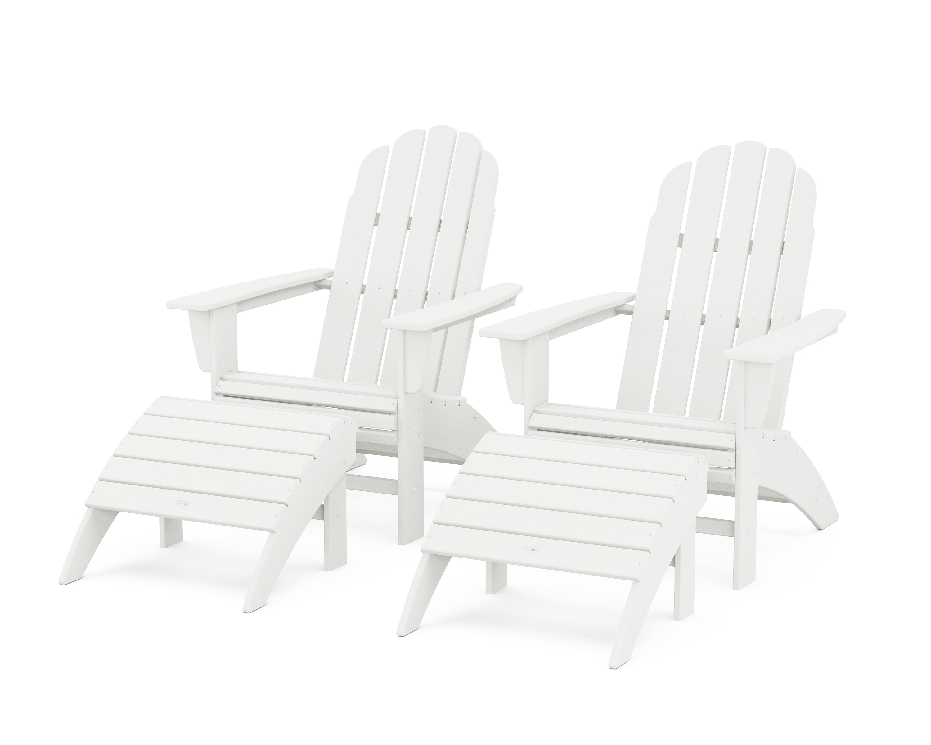 POLYWOOD® Vineyard Curveback Adirondack Chair 4-Piece Set with Ottomans in Vintage White