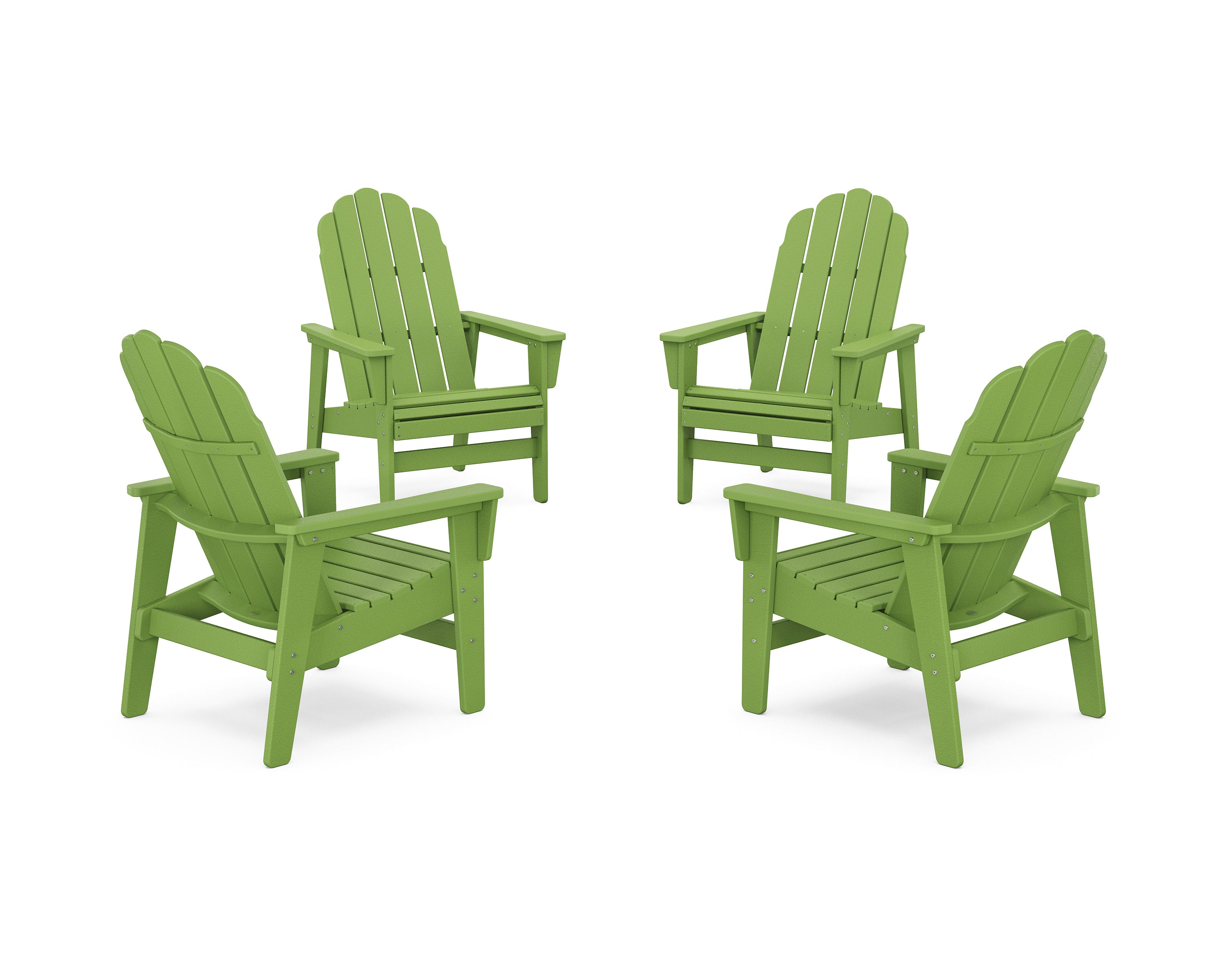 POLYWOOD 4-Piece Vineyard Grand Upright Adirondack Chair Conversation Set in Lime