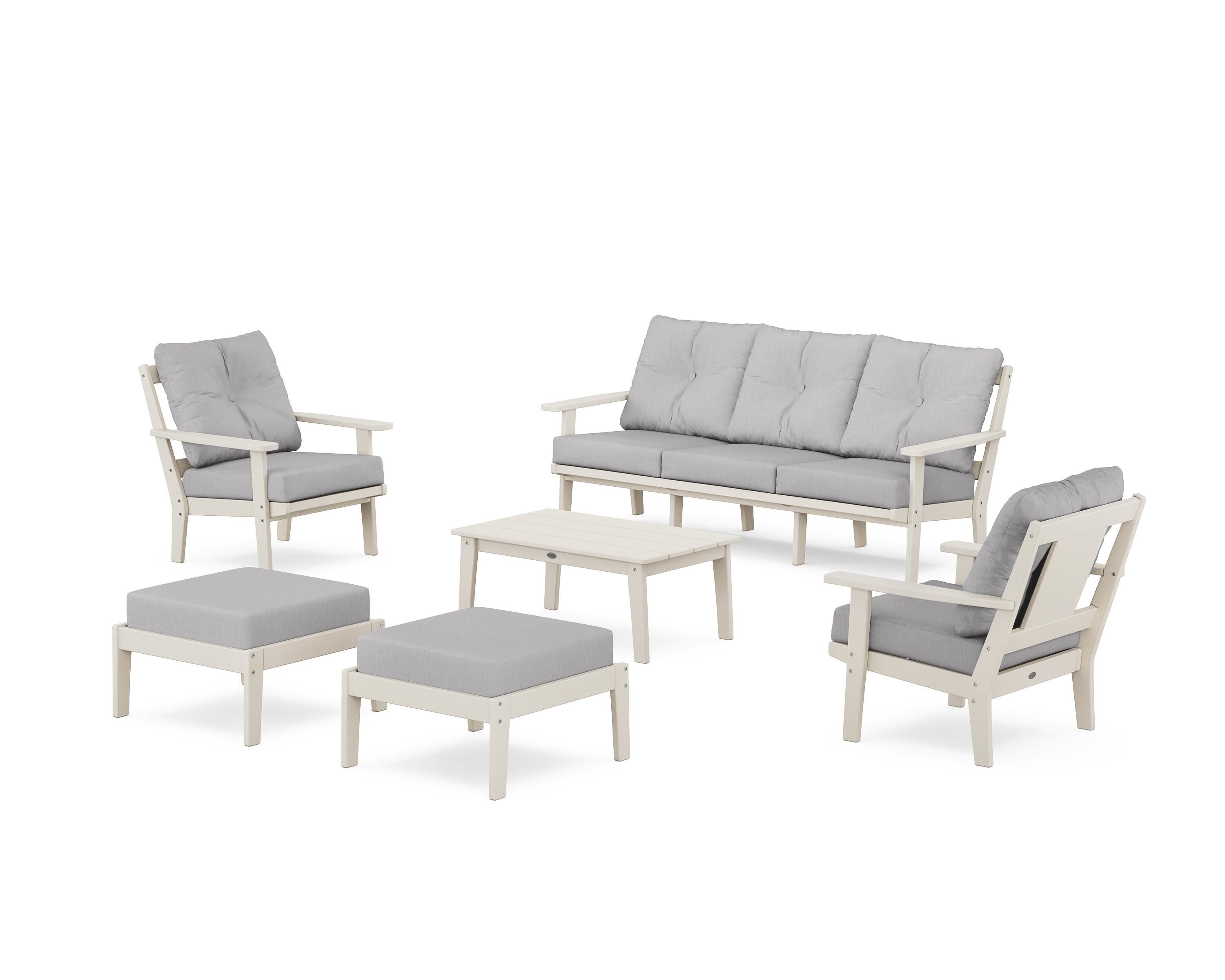 POLYWOOD Prairie 6-Piece Lounge Sofa Set in Sand / Granite