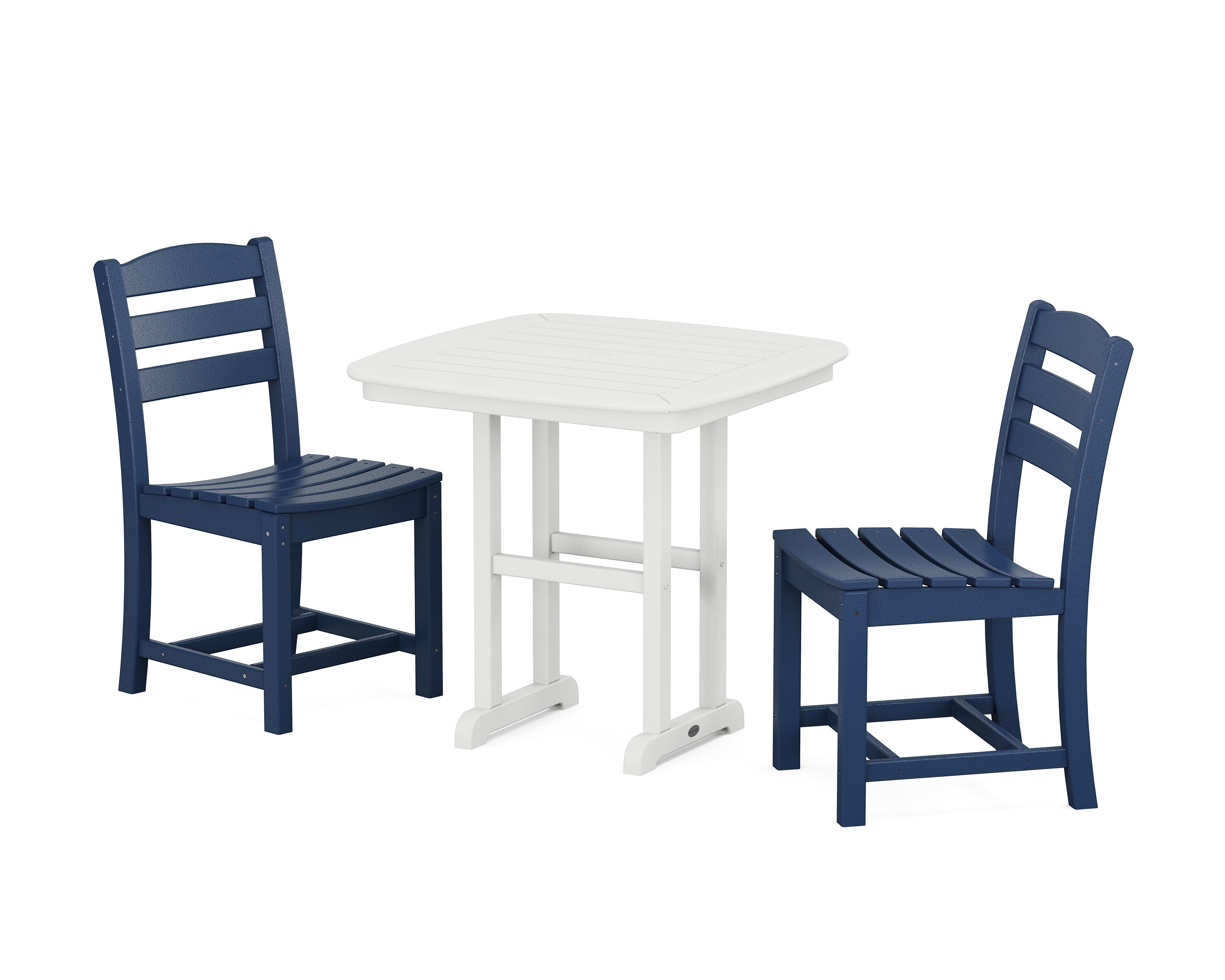 POLYWOOD La Casa Café Side Chair 3-Piece Dining Set in Navy / White