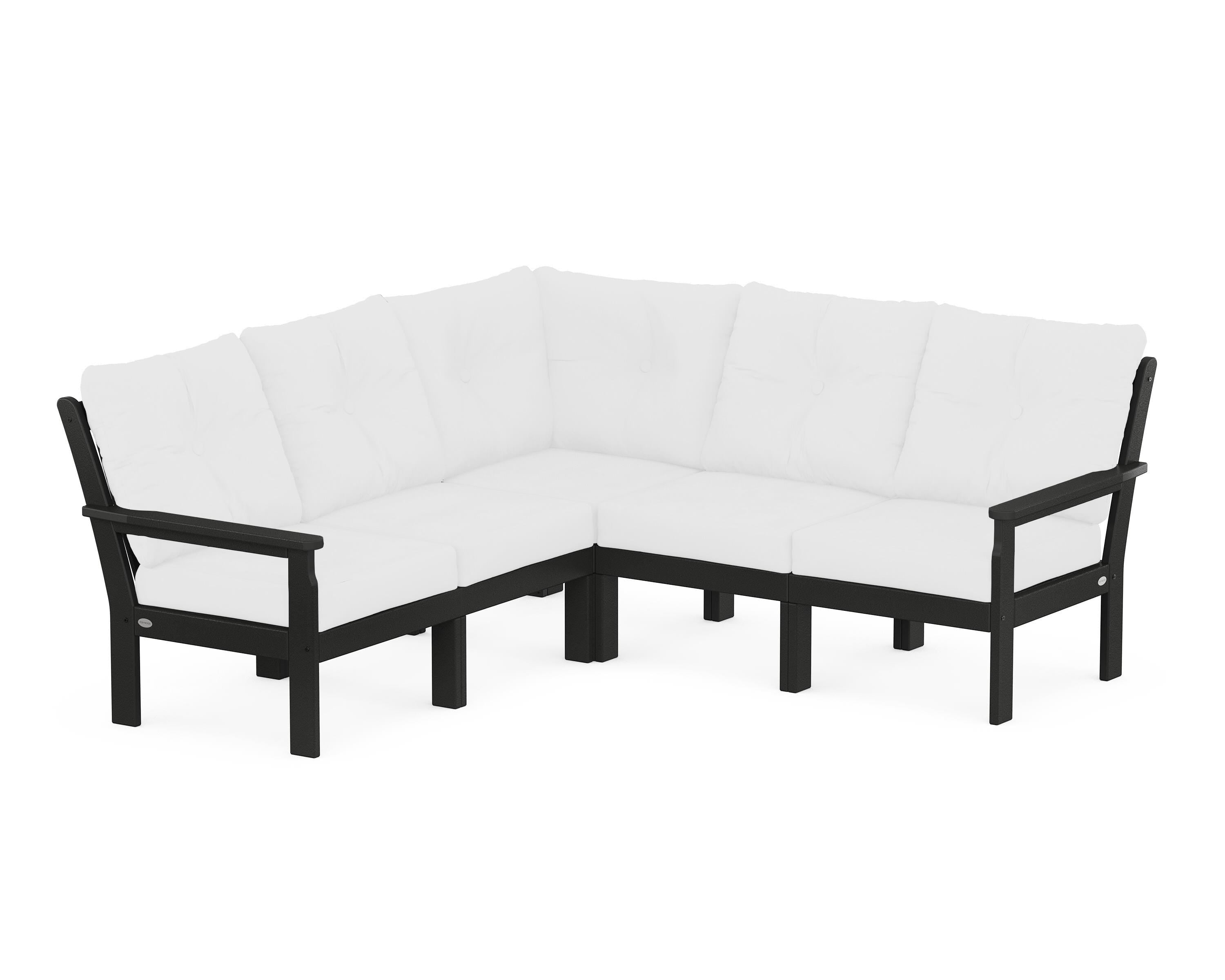 POLYWOOD Vineyard 5-Piece Sectional in Black / Natural