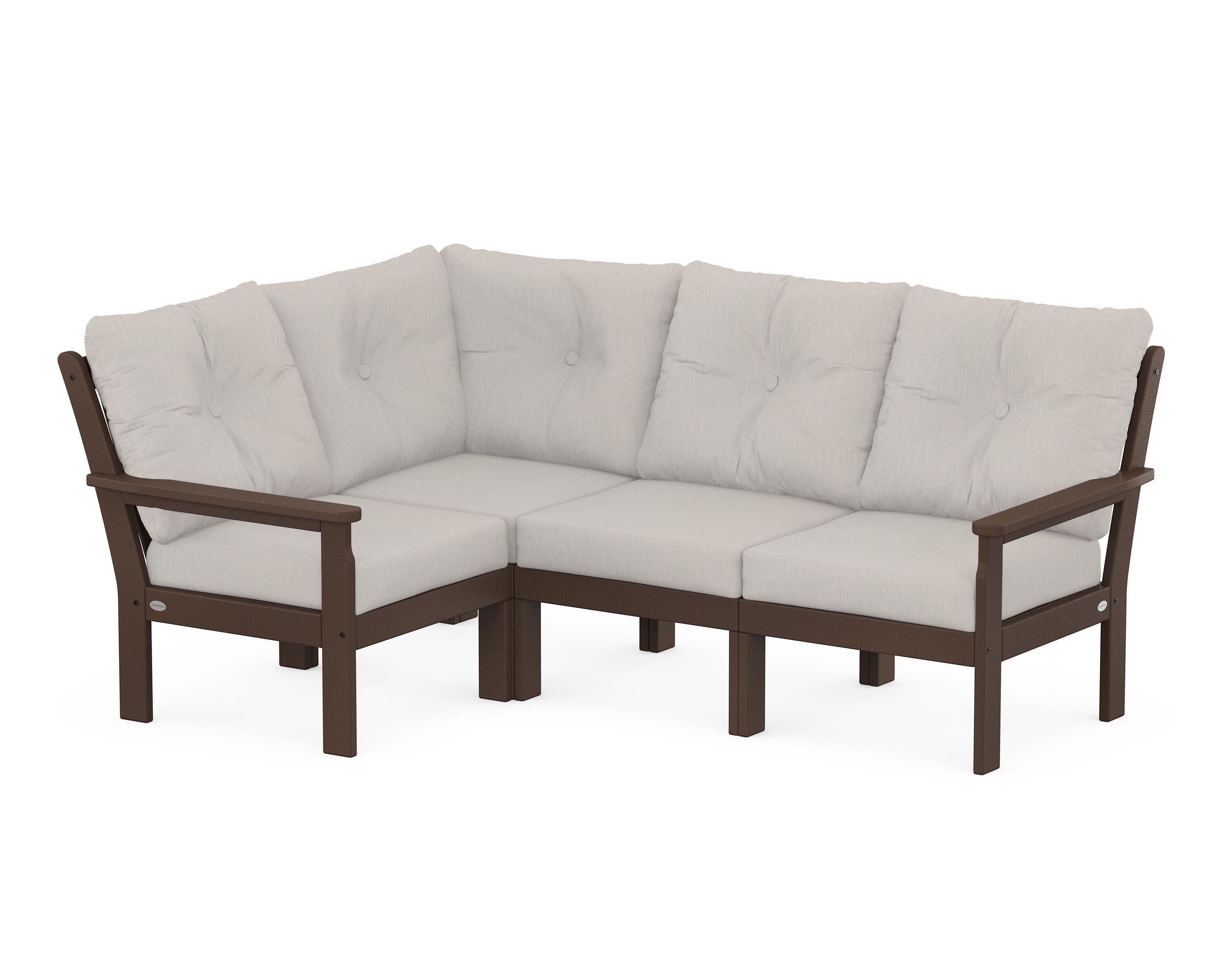 POLYWOOD Vineyard 4-Piece Sectional in Mahogany / Cast Ash
