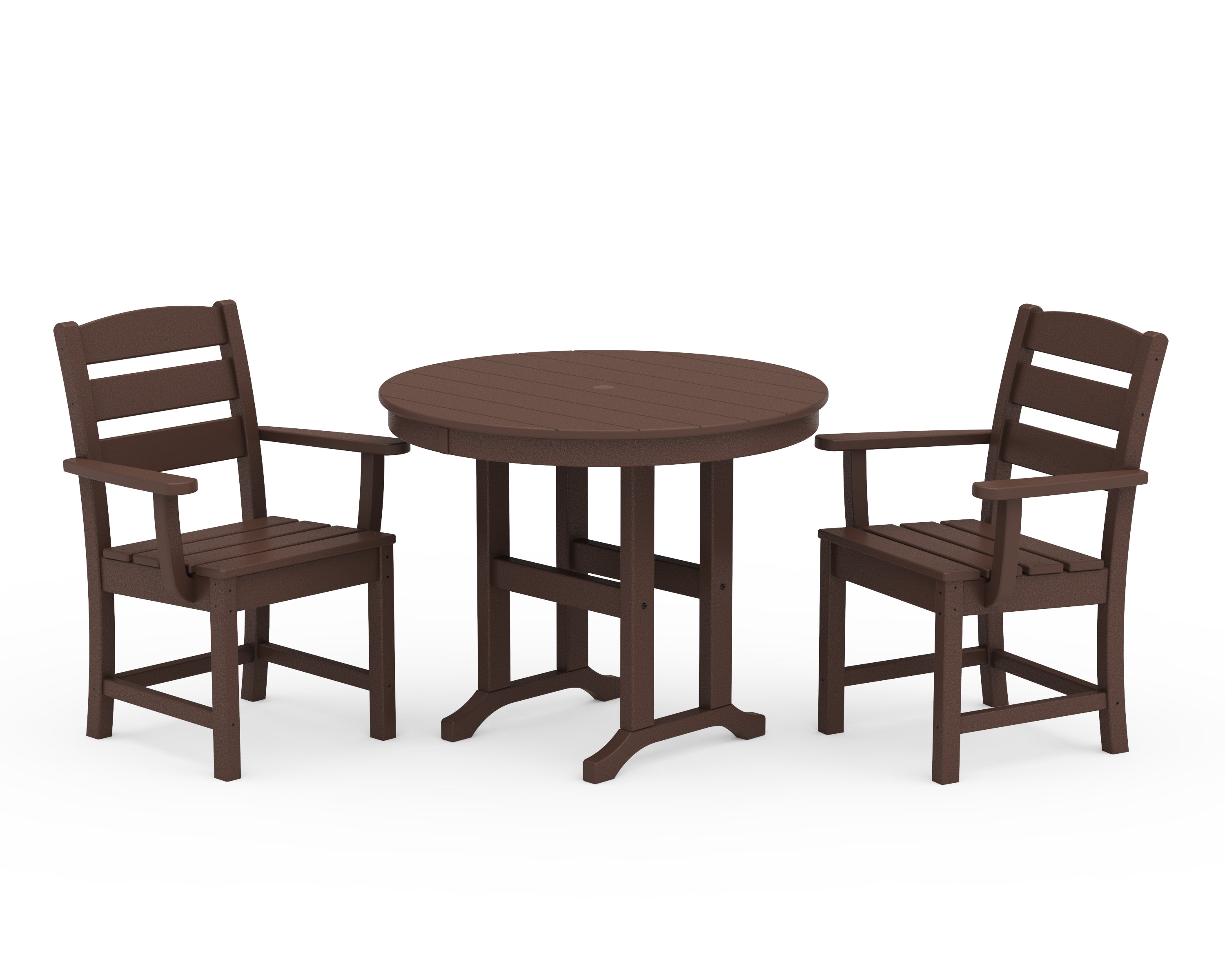 POLYWOOD Lakeside 3-Piece Round Dining Set in Mahogany