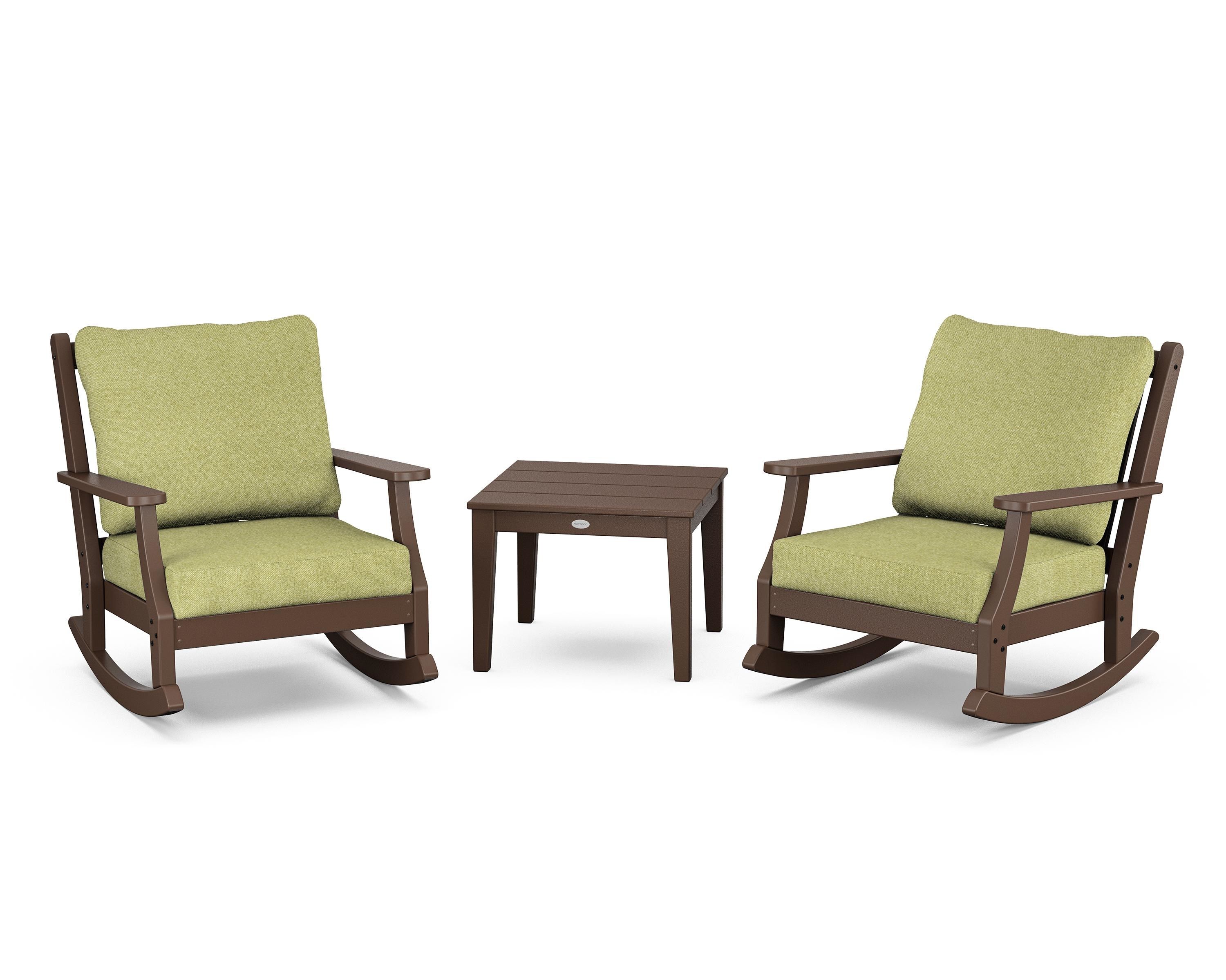 Country Living Wovendale 3-Piece Deep Seating Rocker Set in Mahogany / Chartreuse Boucle