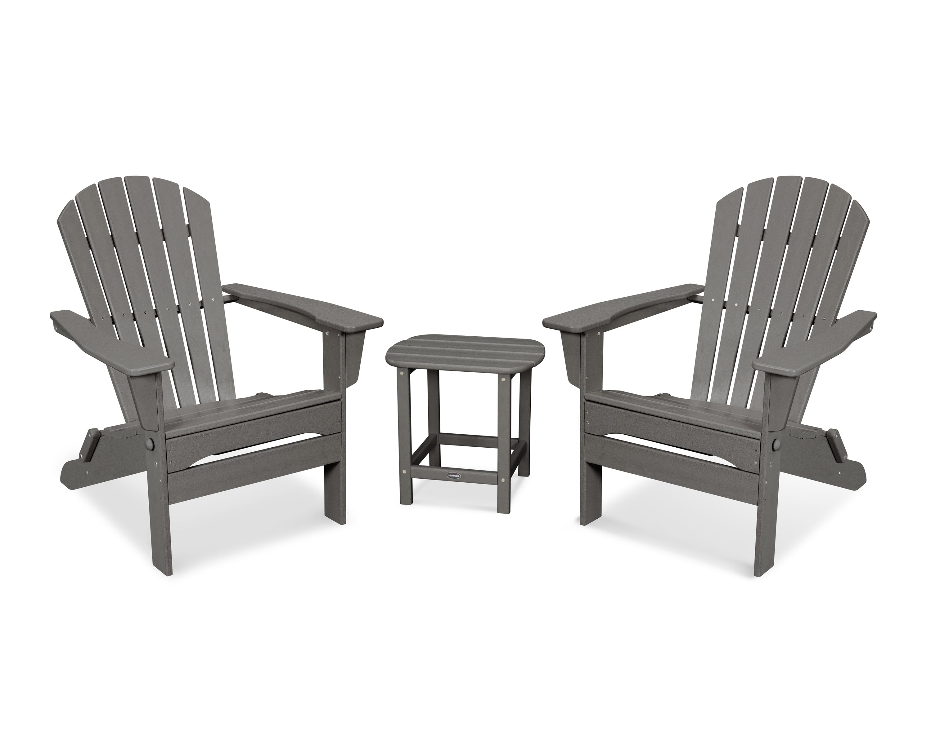 POLYWOOD South Beach 3-Piece Folding Adirondack Set in Slate Grey