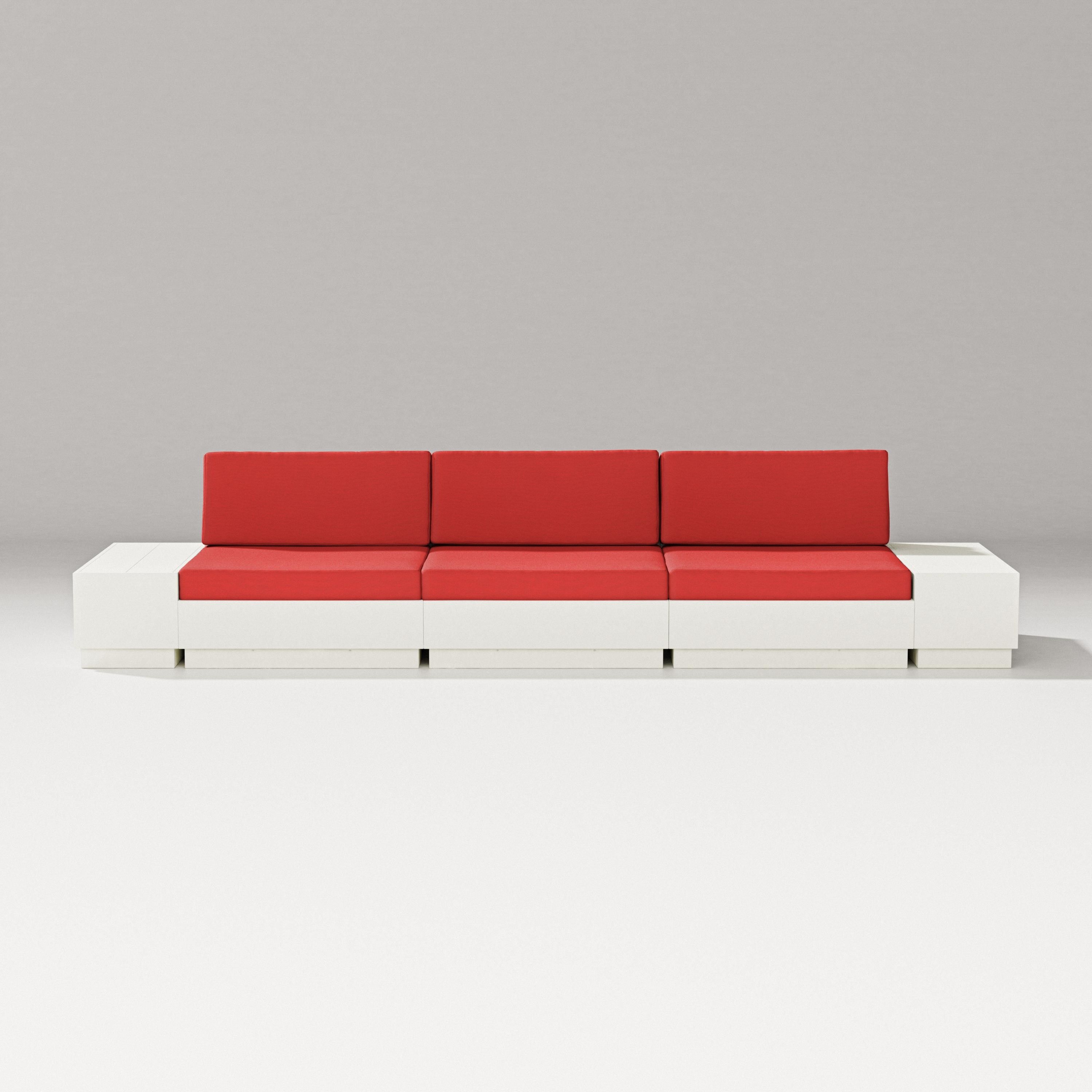 PW Designer Series Elevate Straight Sectional in Vintage White / Crimson Linen