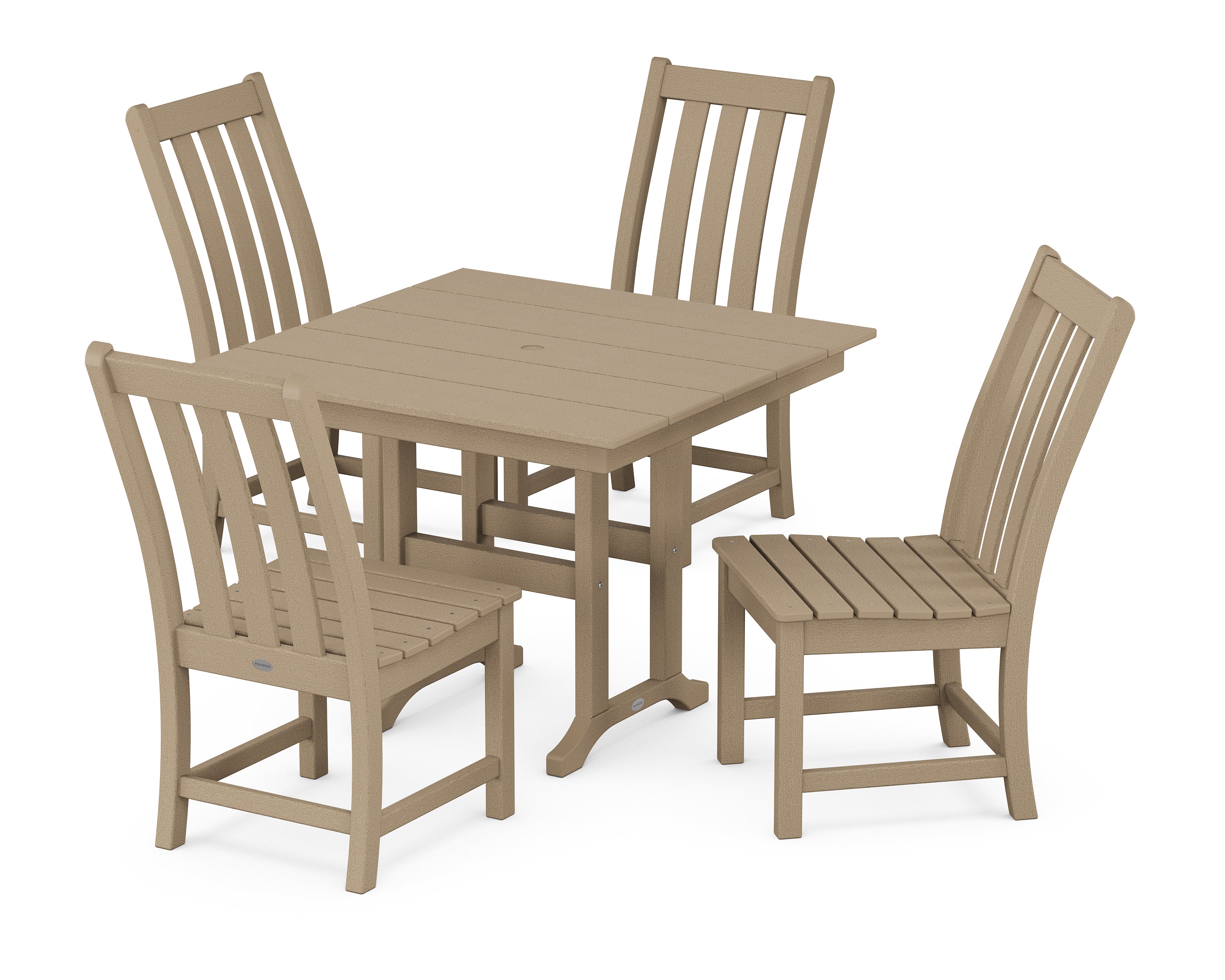 POLYWOOD Vineyard Side Chair 5-Piece Farmhouse Dining Set in Vintage Sahara