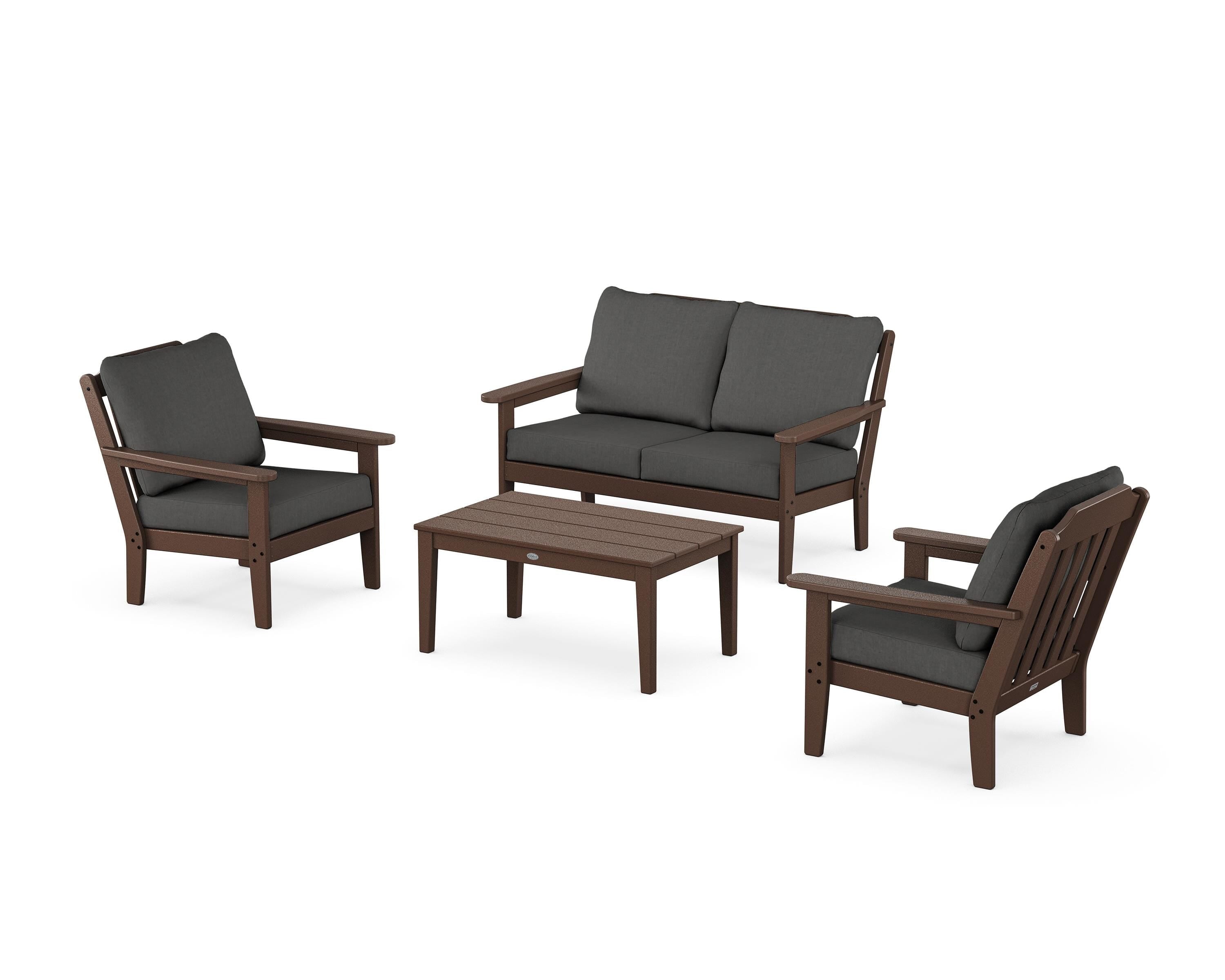 Country Living Cottage 4-Piece Deep Seating Set with Loveseat in Mahogany / Spectrum Carbon