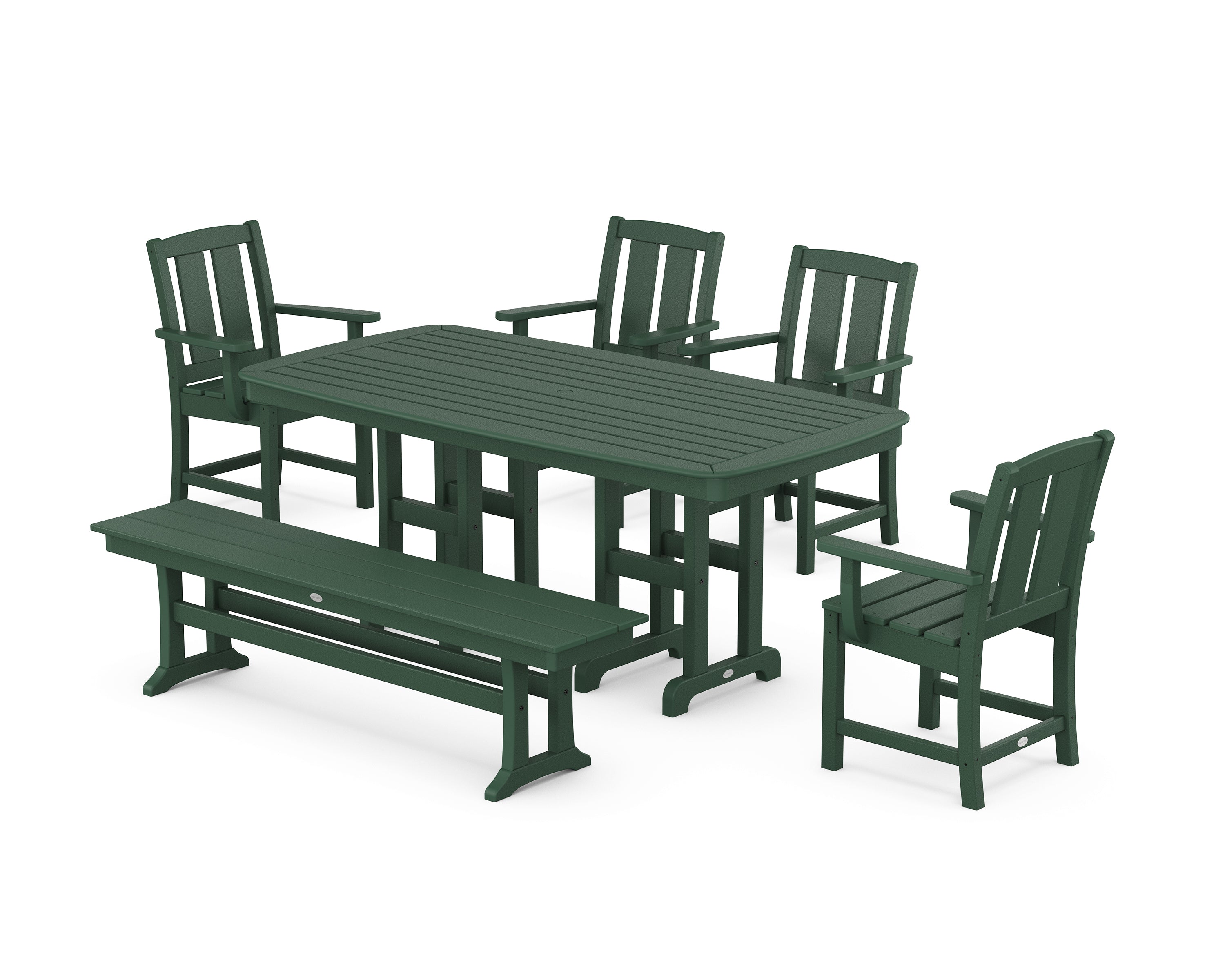 POLYWOOD Mission 6-Piece Dining Set with Bench in Green