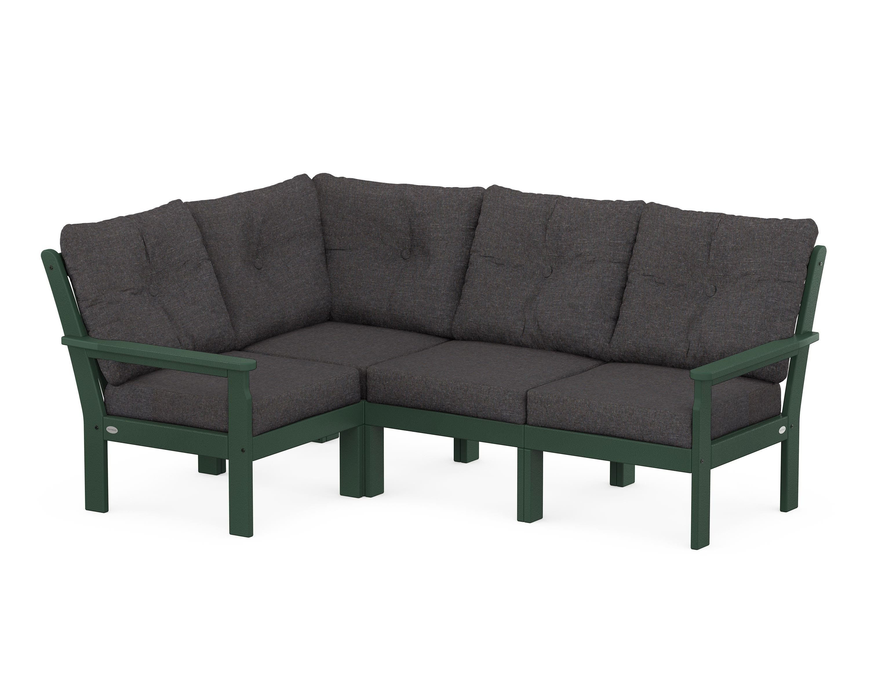 POLYWOOD Vineyard 4-Piece Sectional in Green / Ash Charcoal