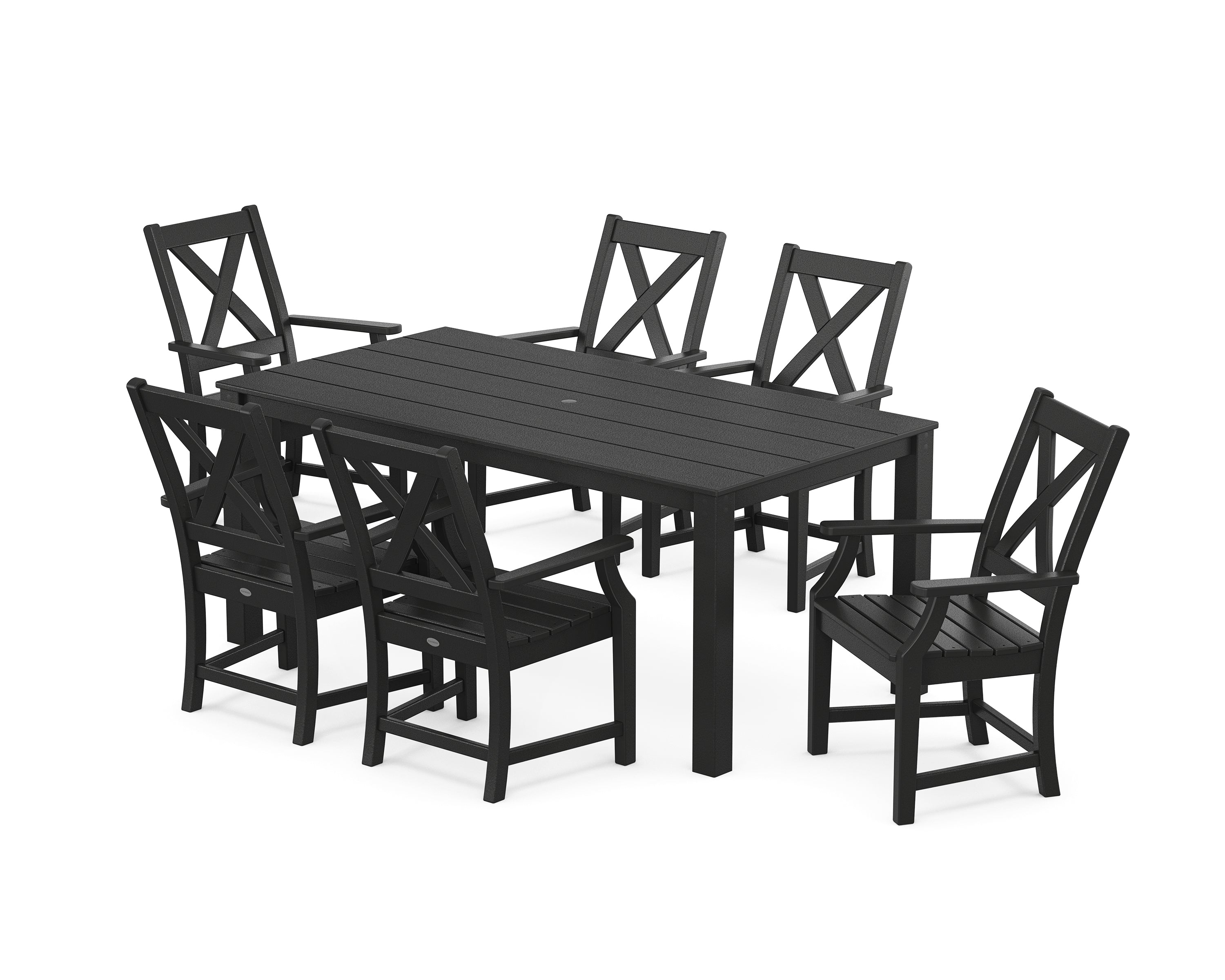 POLYWOOD Braxton Arm Chair 7-Piece Parsons Dining Set in Black