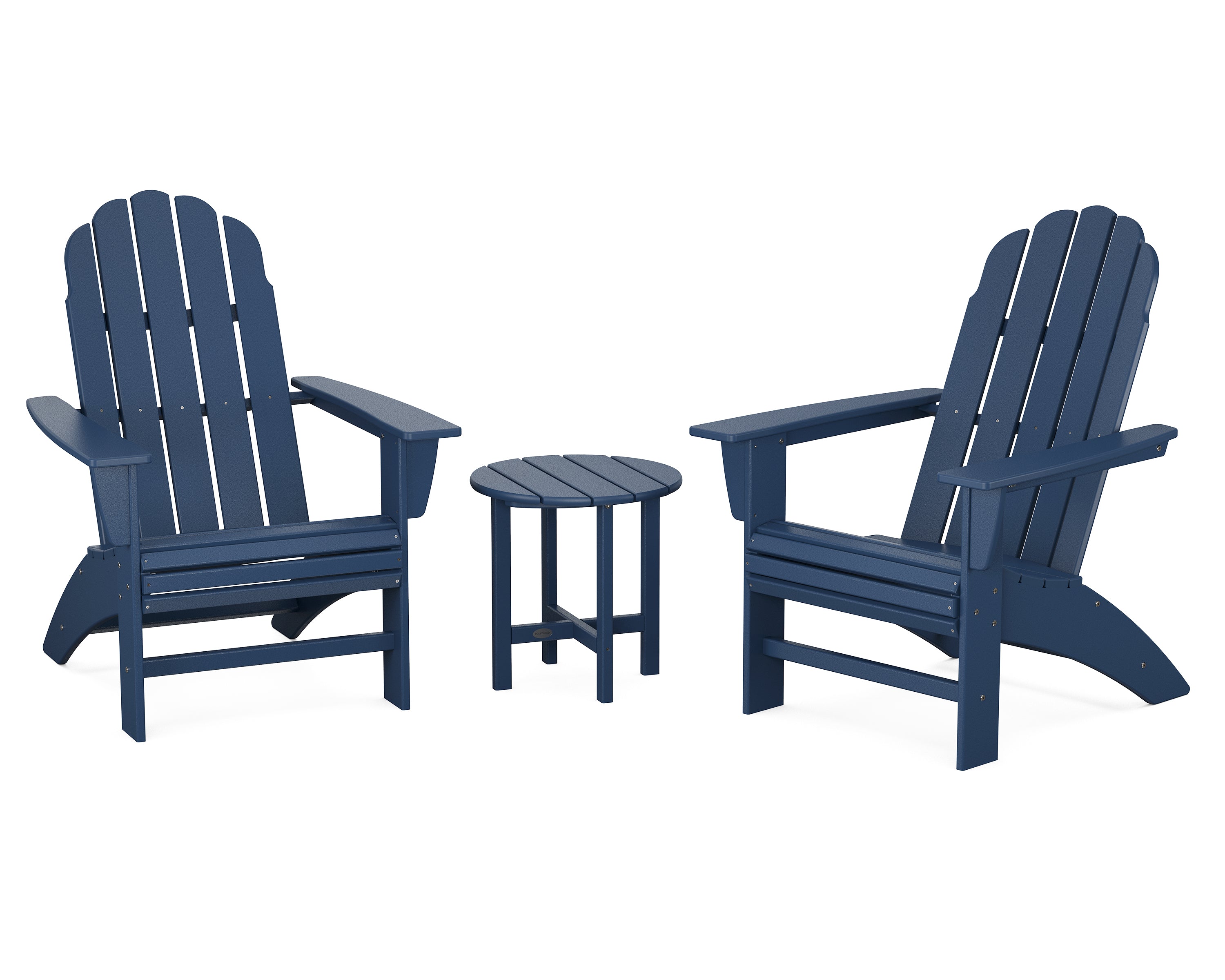POLYWOOD Vineyard 3-Piece Curveback Adirondack Set in Navy