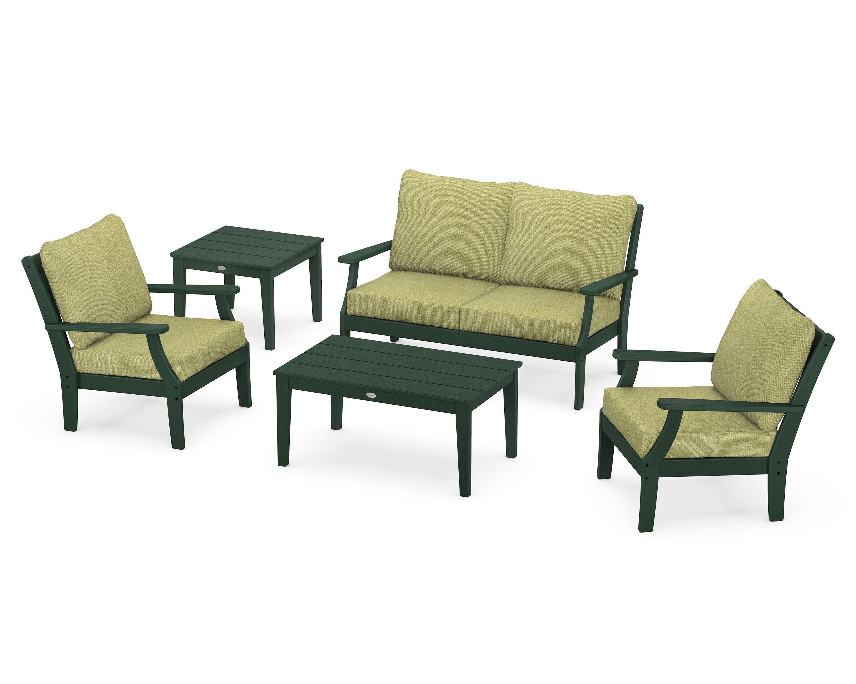 POLYWOOD Braxton 5-Piece Deep Seating Set in Green / Chartreuse Boucle