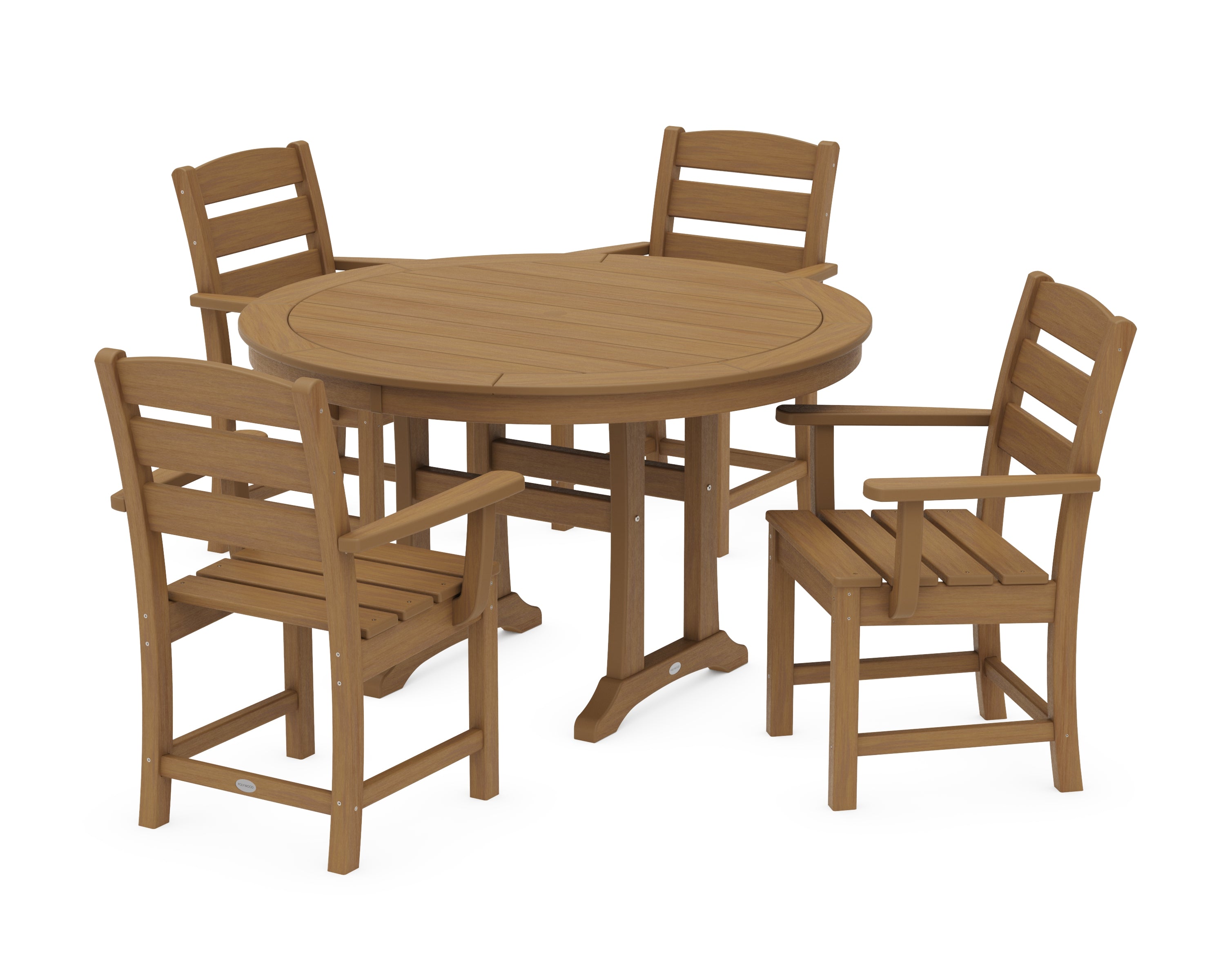 POLYWOOD Lakeside 5-Piece Round Dining Set with Trestle Legs in Natural
