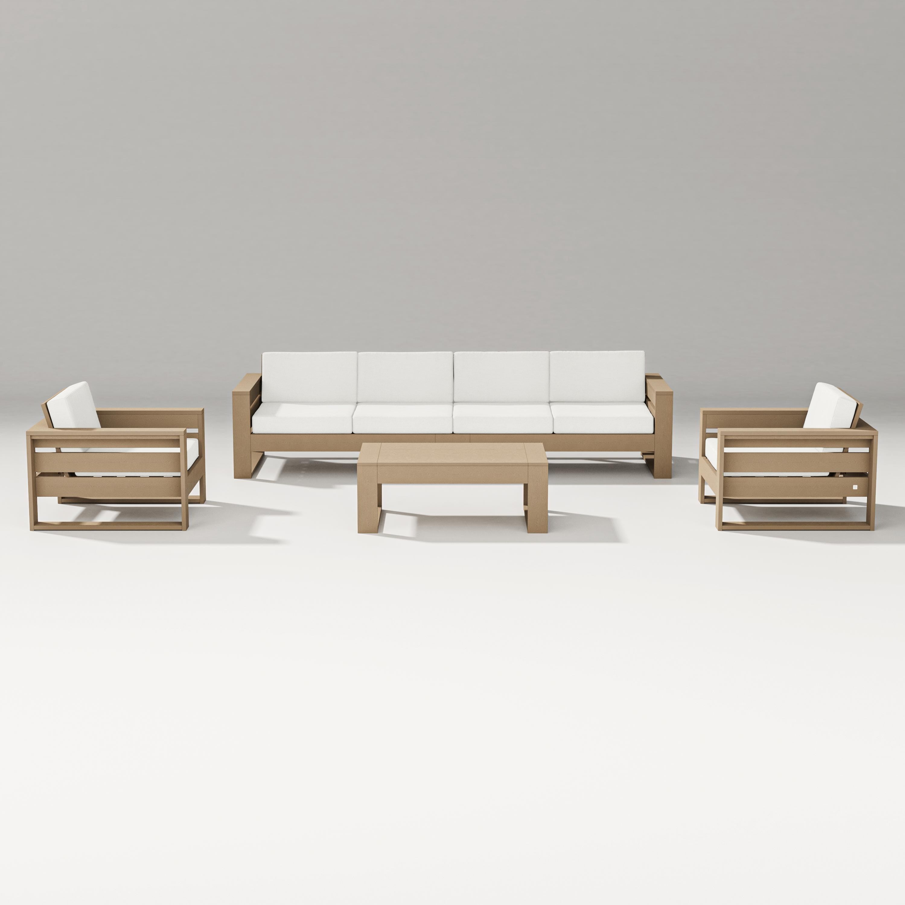 PW Designer Series Latitude 5-Piece Lounge Sofa Set in Vintage Sahara / Natural Linen