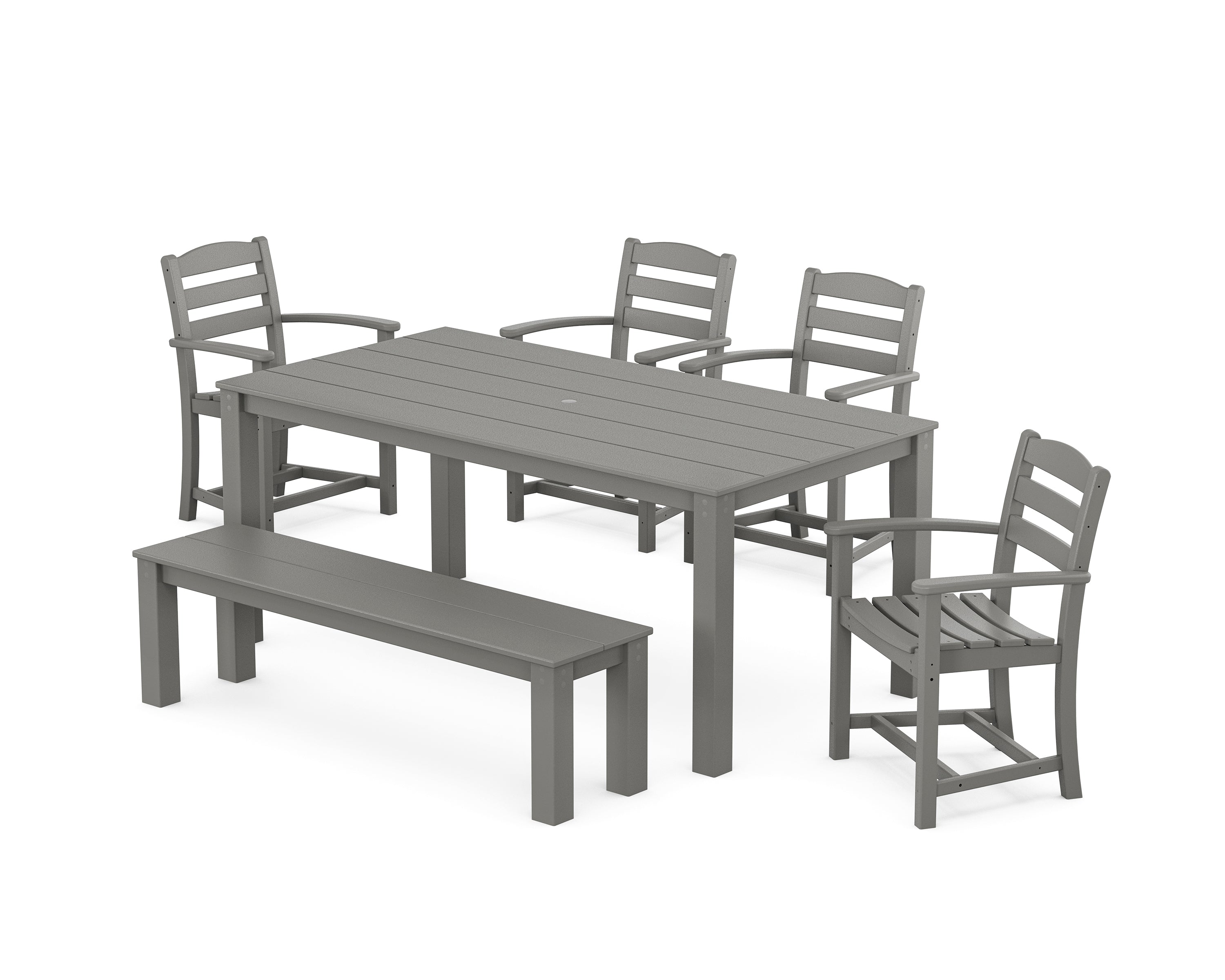 POLYWOOD La Casa Cafe' 6-Piece Parsons Dining Set with Bench in Slate Grey