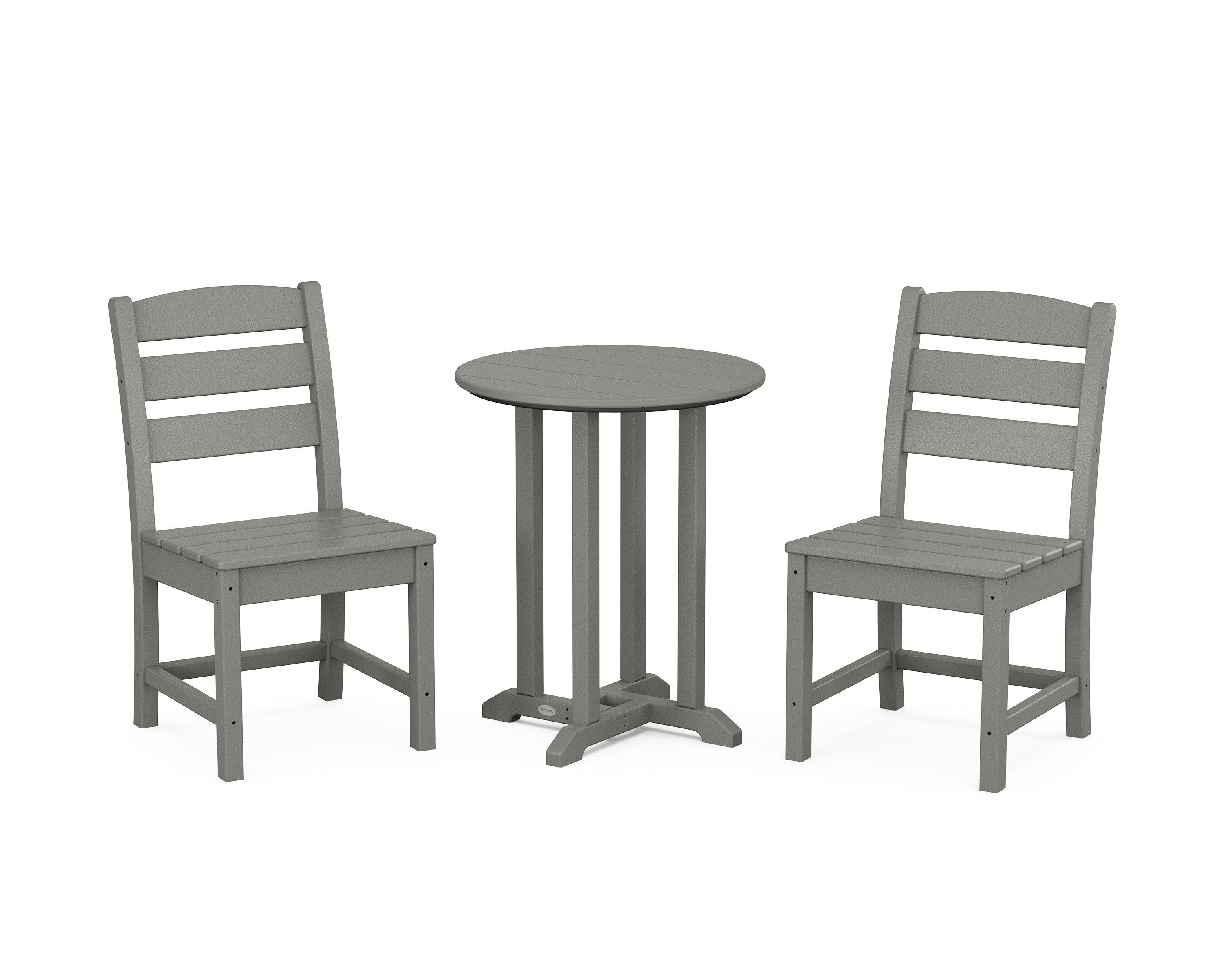 POLYWOOD Lakeside Side Chair 3-Piece Round Bistro Dining Set in Slate Grey