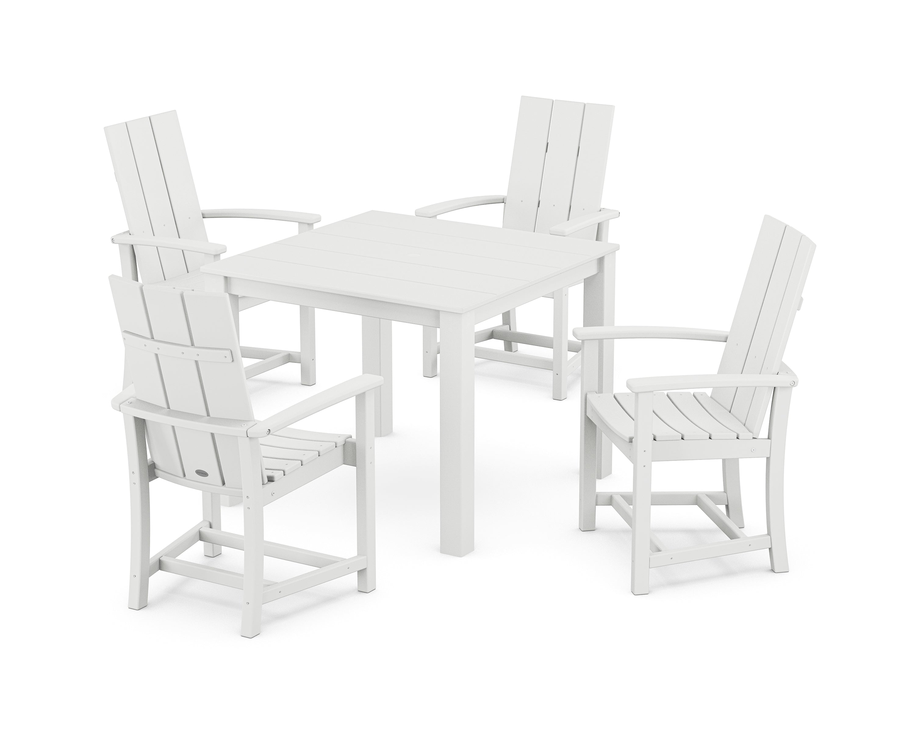 POLYWOOD Modern Adirondack 5-Piece Parsons Dining Set in White