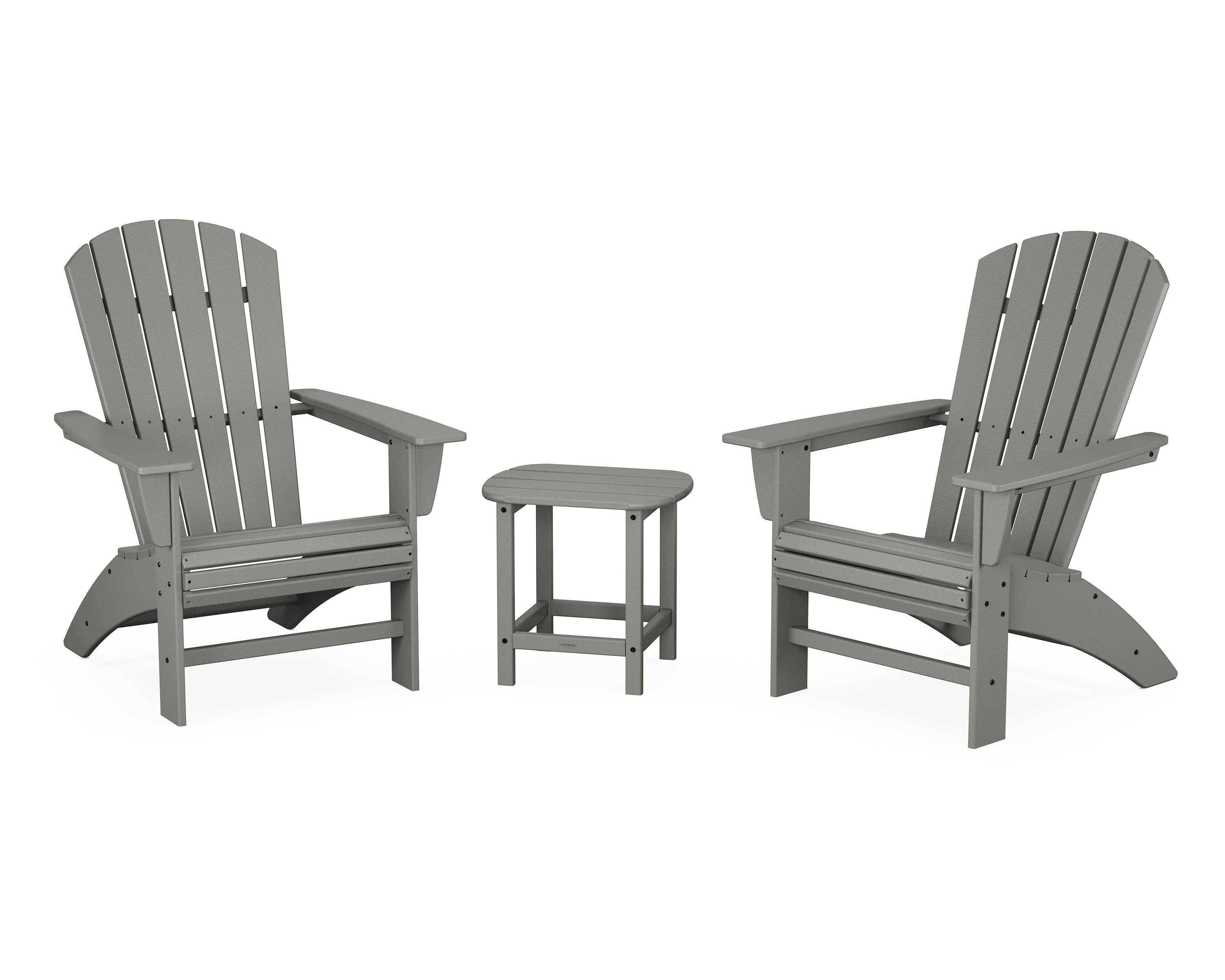 POLYWOOD Nautical 3-Piece Curveback Adirondack Set in Slate Grey