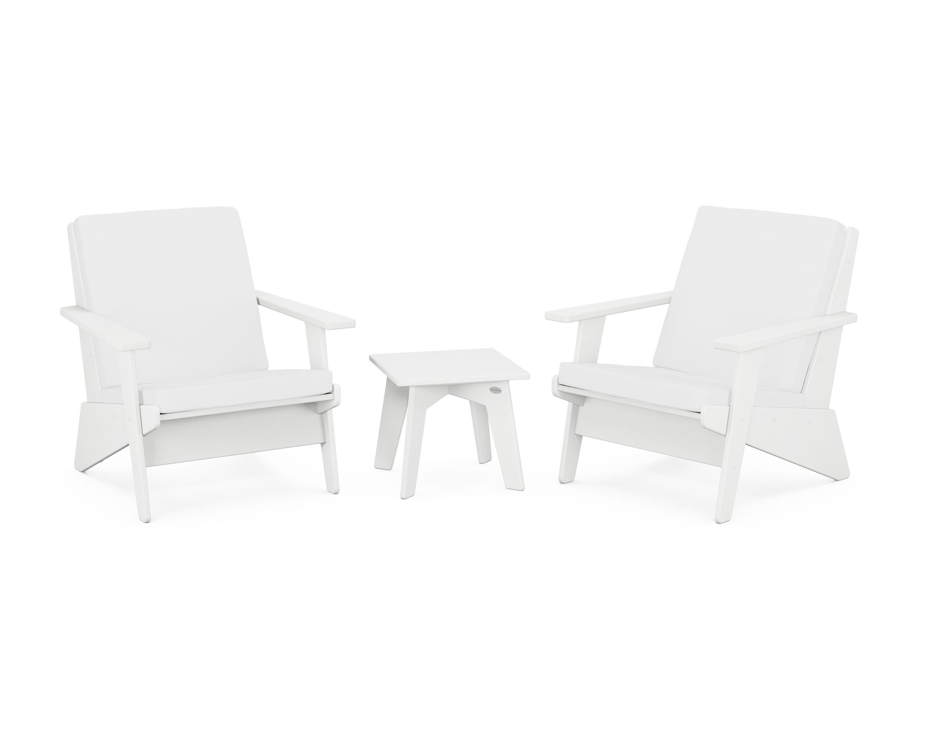 POLYWOOD Riviera Modern Lounge 3-Piece Set in White / Natural