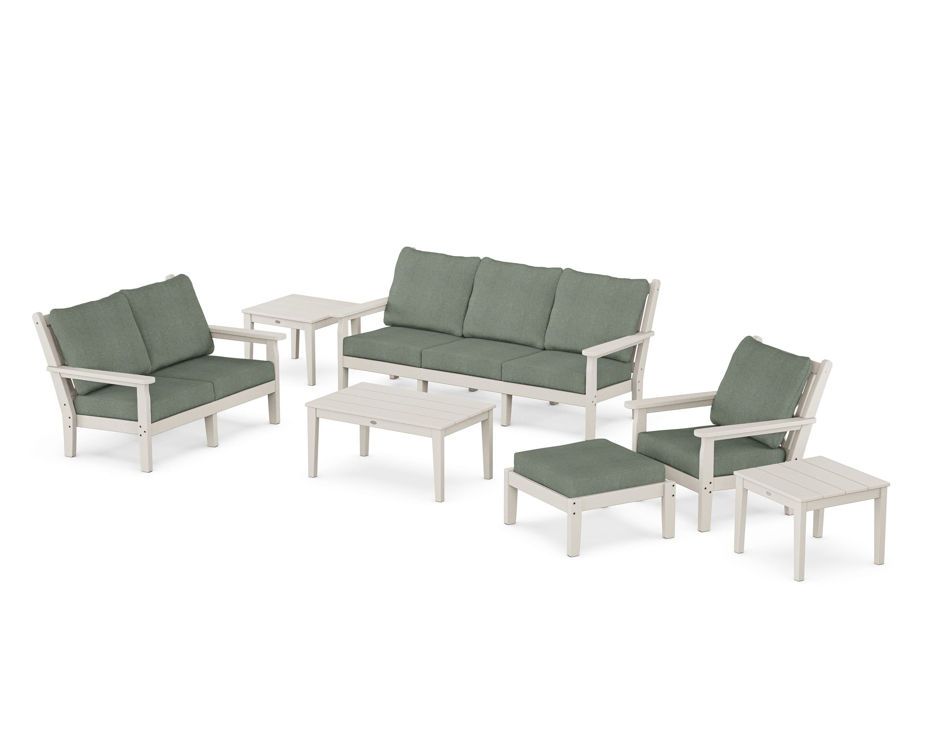 POLYWOOD Chippendale 7-Piece Deep Seating Set in Sand / Cast Sage