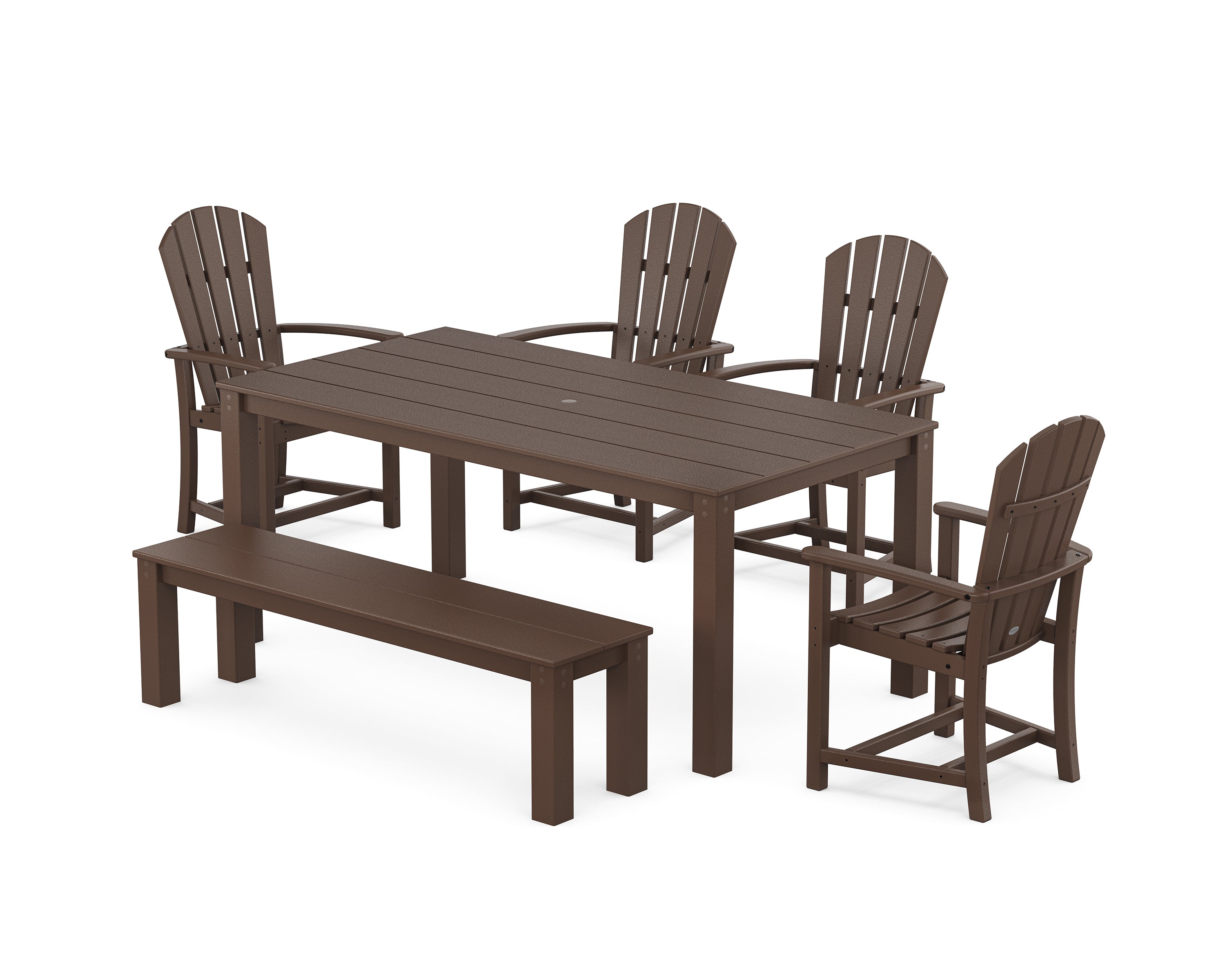 POLYWOOD Palm Coast 6-Piece Parsons Dining Set with Bench in Mahogany