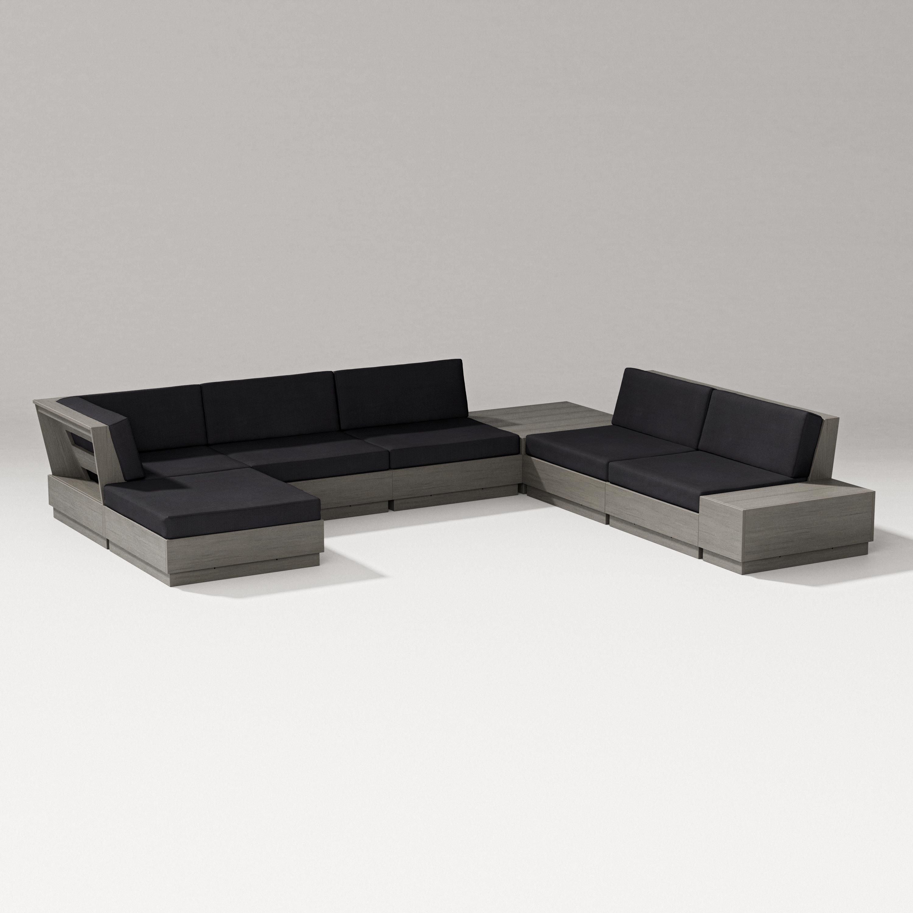 PW Designer Series Elevate 8-Piece Corner Sectional in Driftwood / Midnight Linen