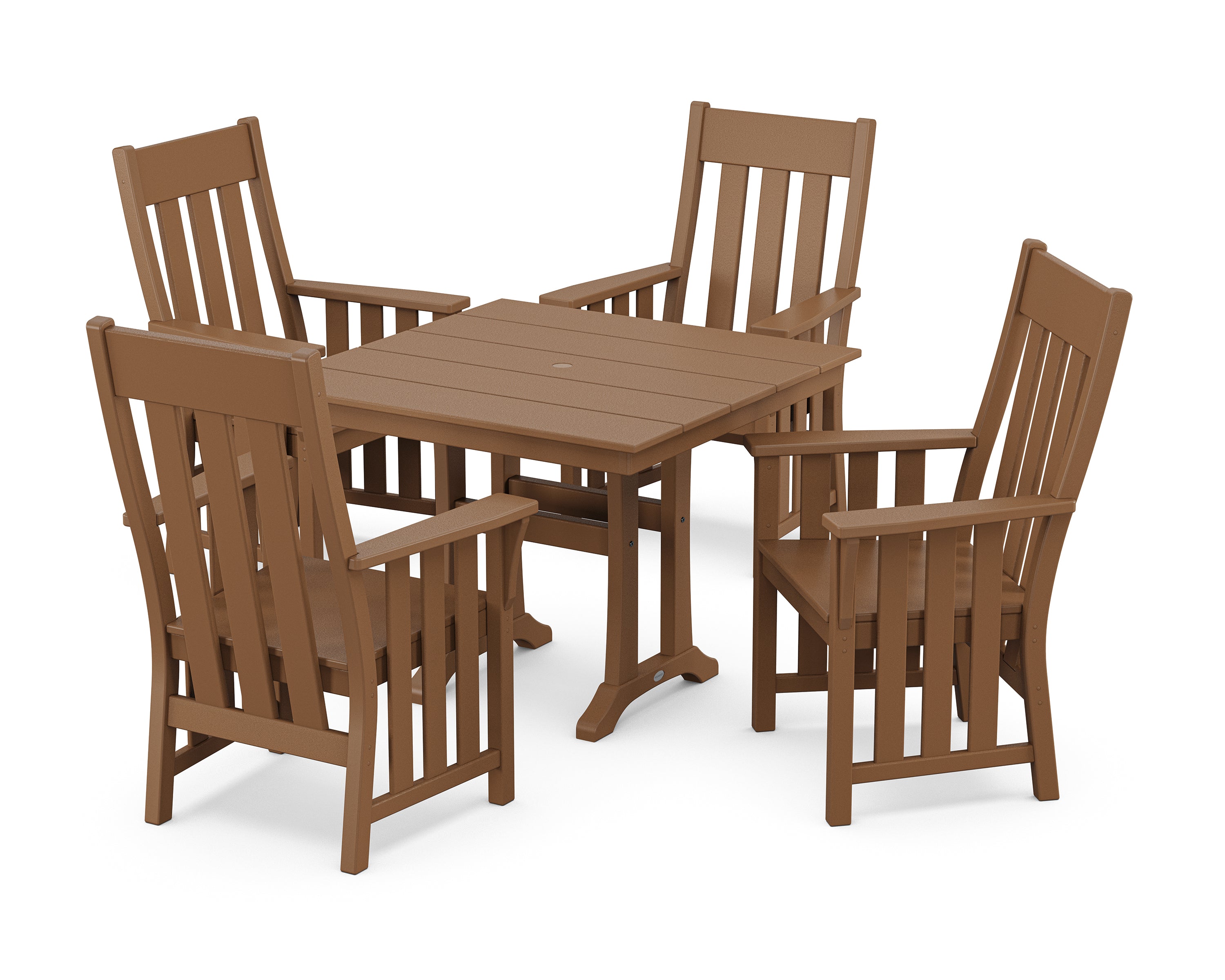Martha Stewart by POLYWOOD Acadia 5-Piece Farmhouse Dining Set with Trestle Legs in Teak